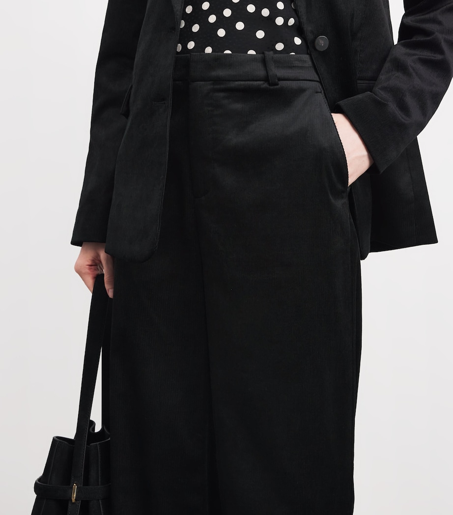 Velvet High-Waist Wide-Leg Trousers 001BLK Image 6