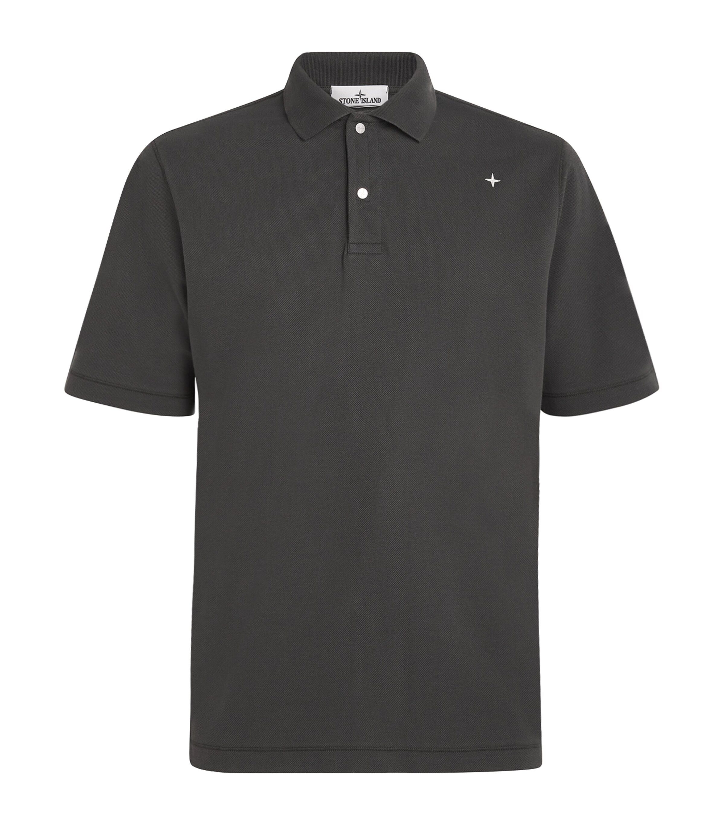 Stone Island Grey Piqué Cotton Polo Shirt Harrods VE