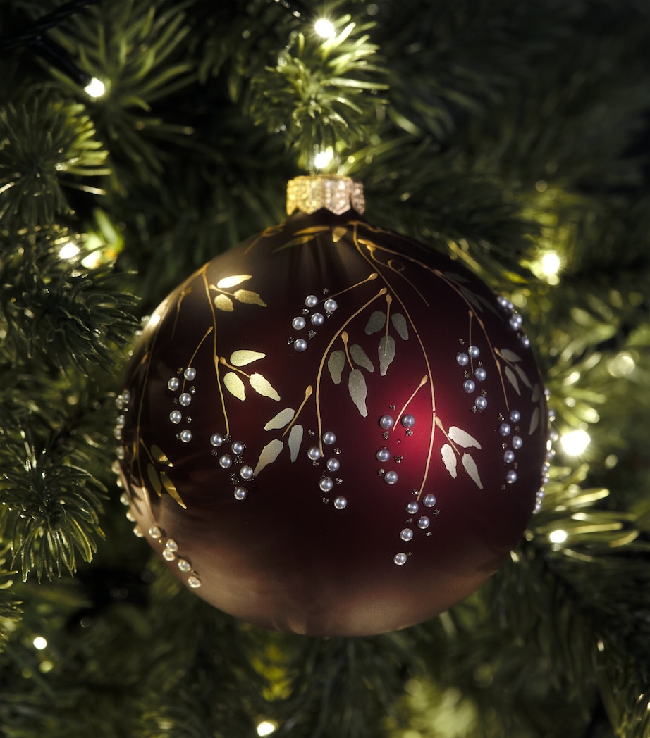 Harrods Faux Pearl Floral Bauble Burgundy Matt Image 3