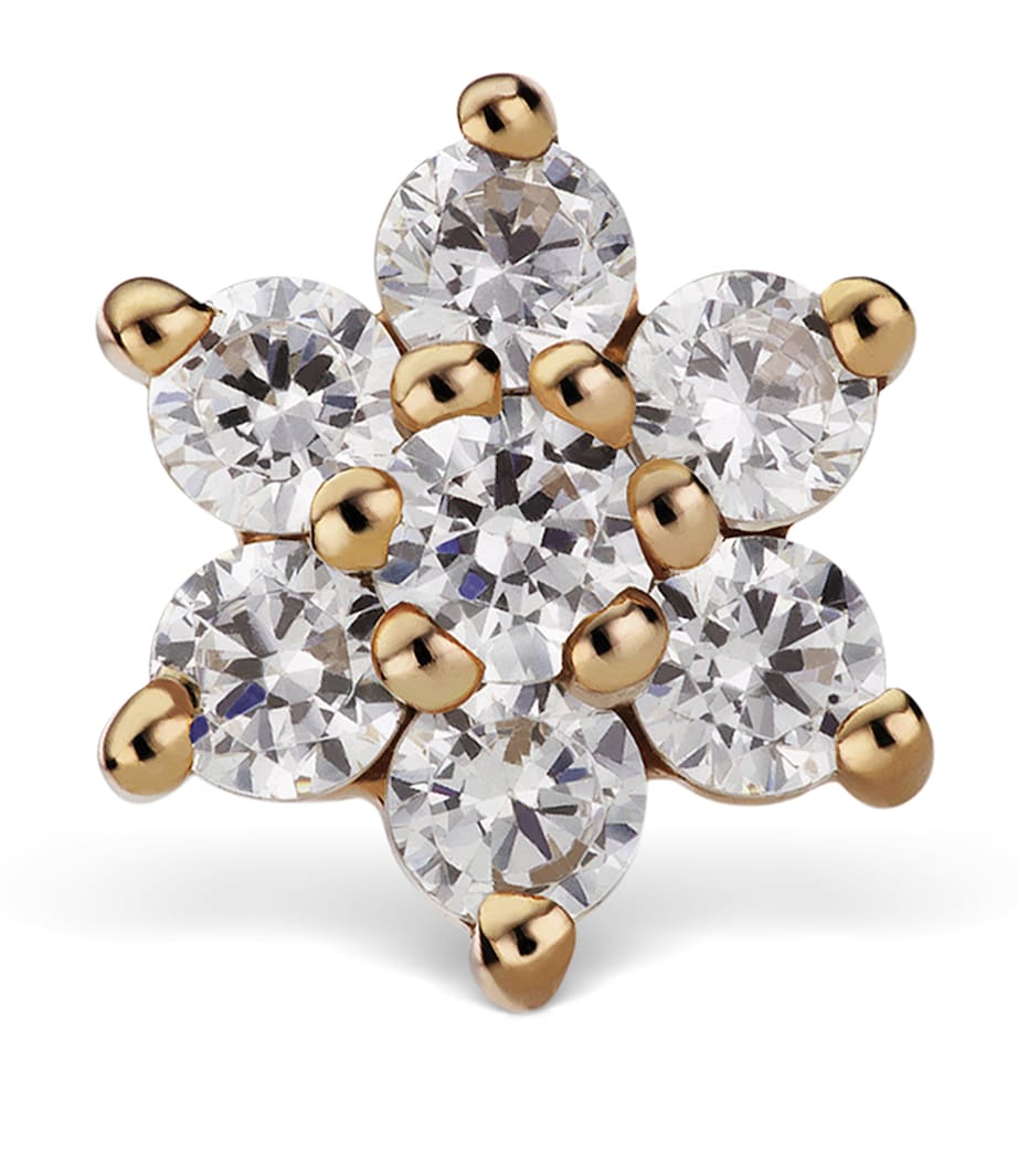 Yellow Gold Diamond Flower Threaded Stud Earring (4.5mm) YELLOW GOLD Image 1