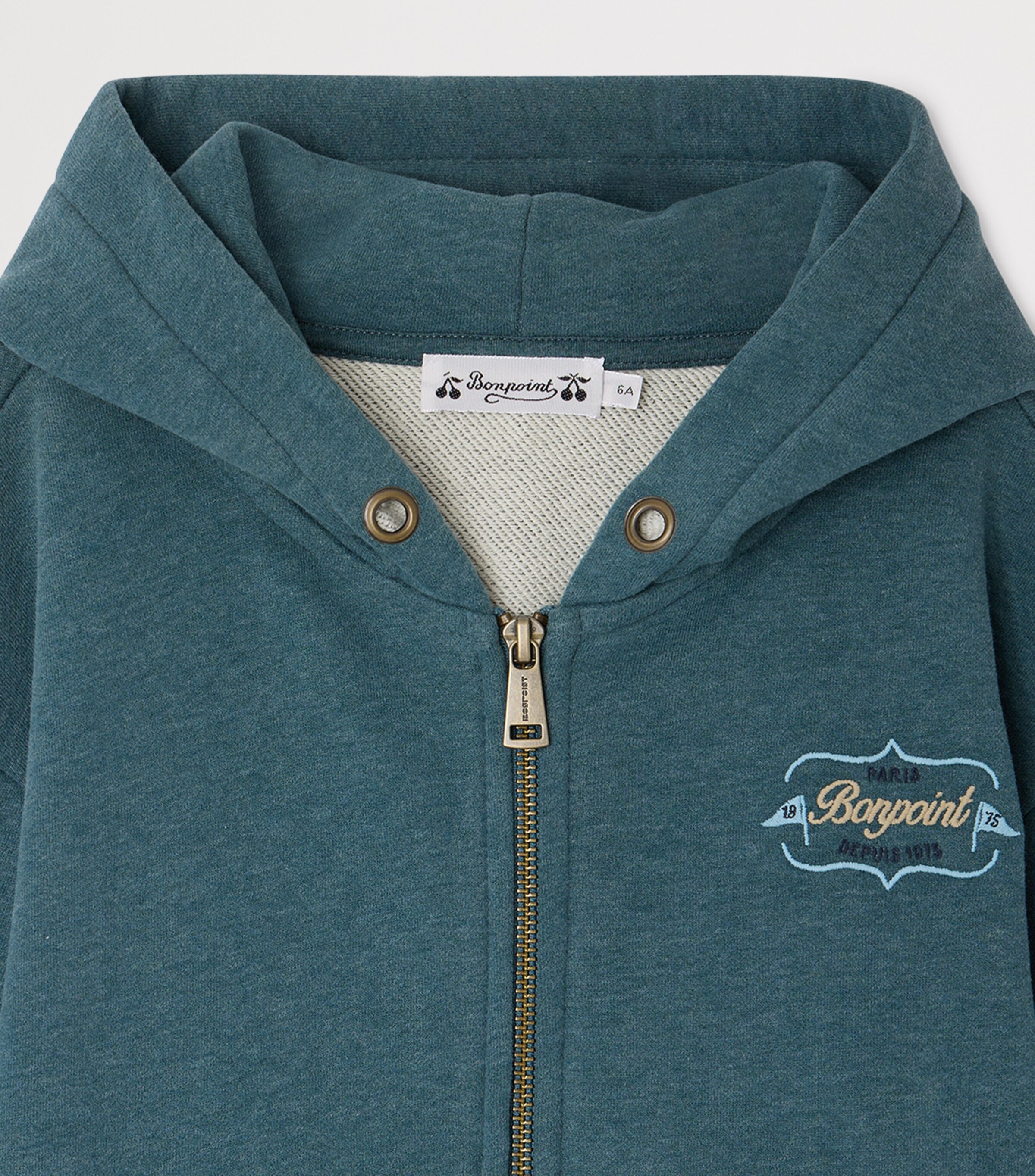 Bonpoint Cotton Elroy Zip-Up Hoodie (10-14 Years) Upb Emeraude Image 3