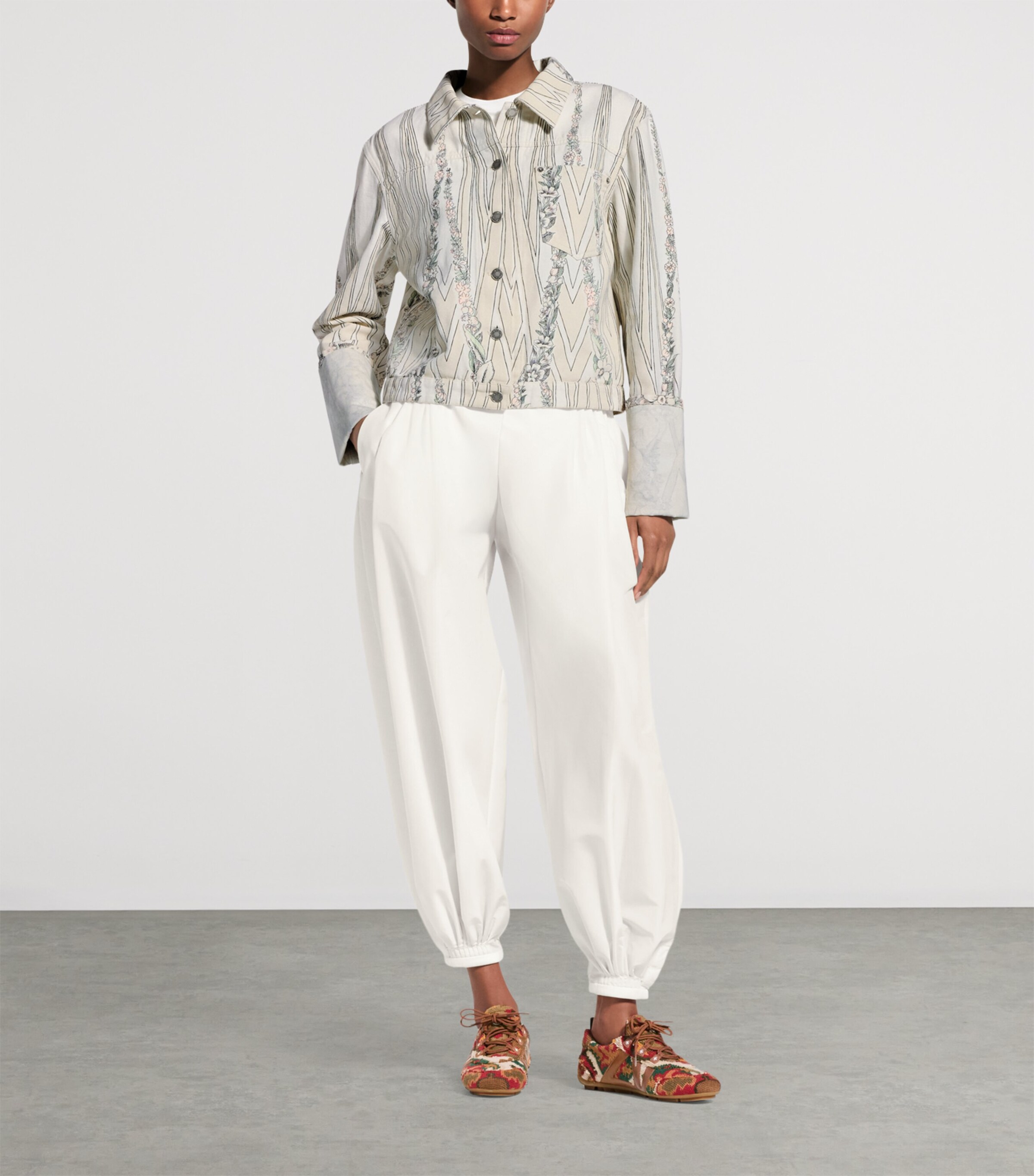 LOUIS VUITTON Womens Cotton Poplin Balloon Trousers Milk White Image 2
