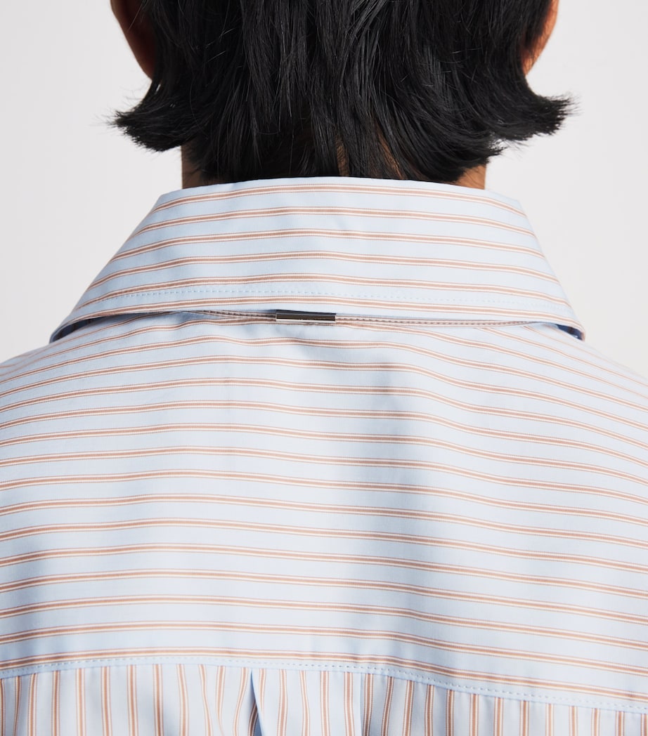 System Mens Cotton Stripe Shirt Smoke Blue Image 3