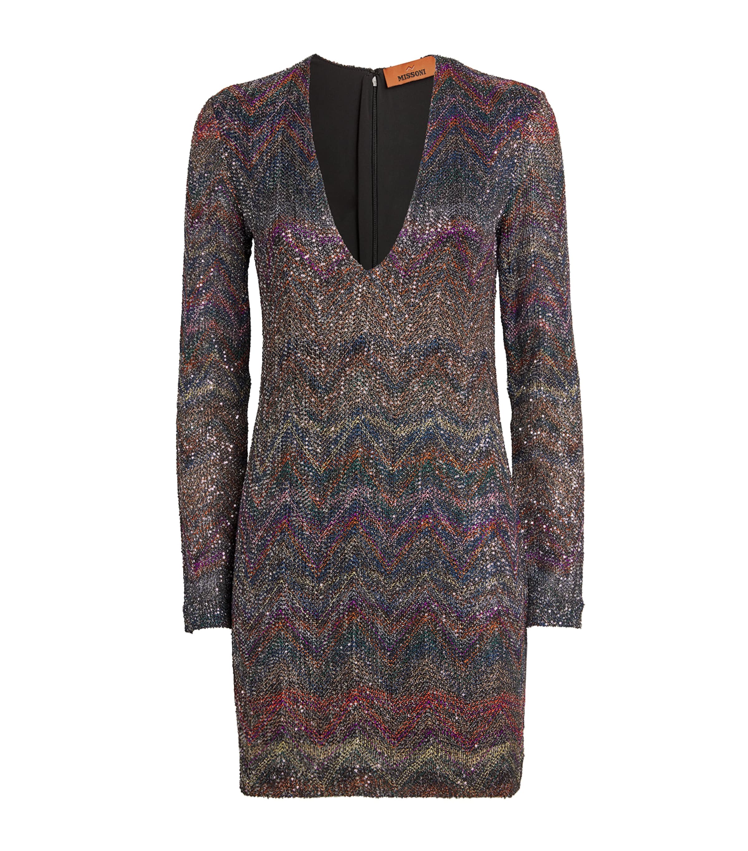 Missoni Sequin-embellishment Zigzag-pattern Mini Dress In Multi