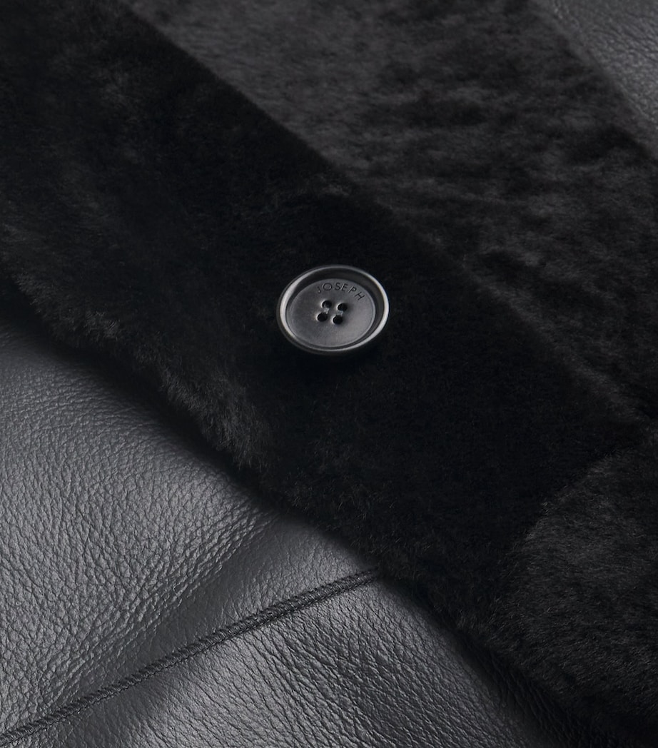 Reversible Shearling-Leather Britanny Coat BLACK Image 5