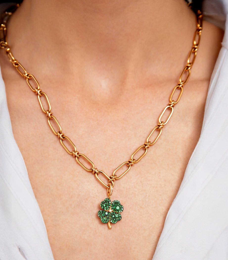 Yellow Gold and Diamond Mythology Clover Charm Pendant YELLOW GOLD Image 2