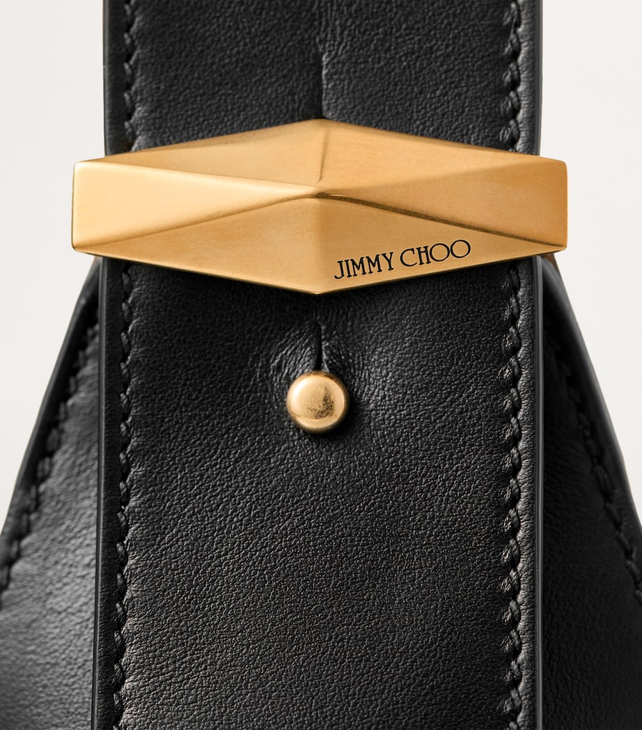 Small Leather Diamond Shoulder Bag BLACK/GOLD Image 5