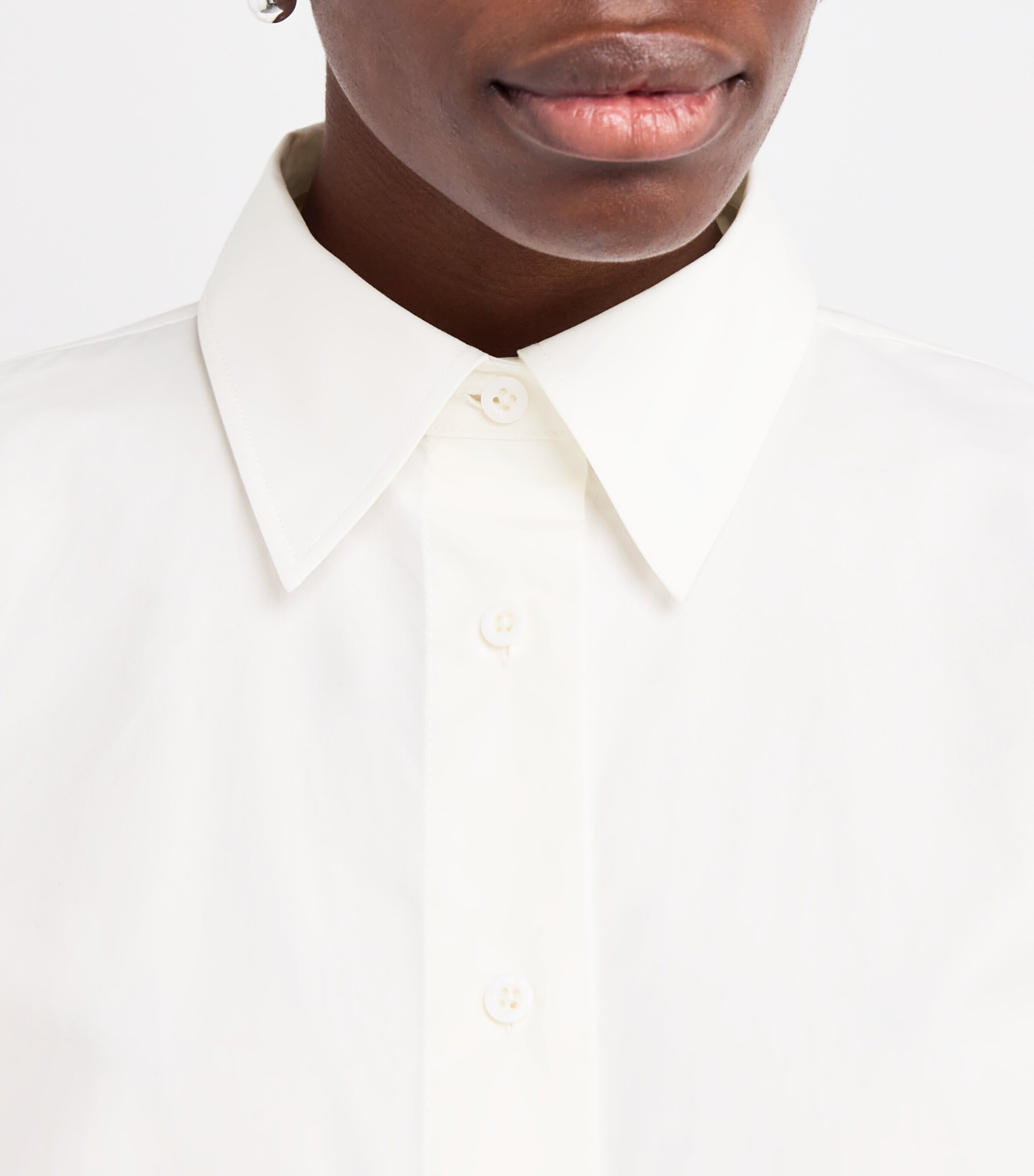 Cotton Open-Back Shirt POPELINE WHTE Image 6