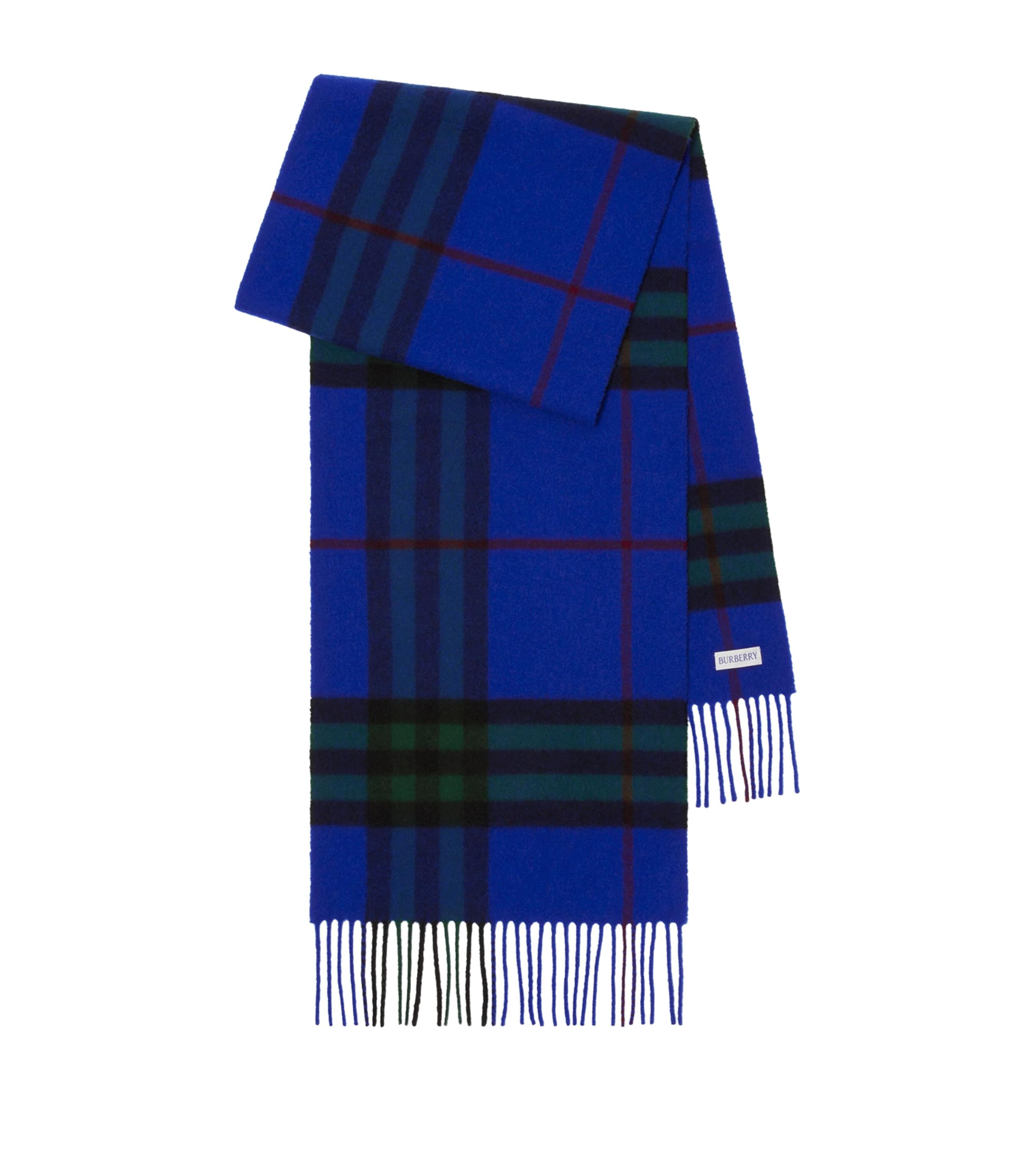 Burberry Cashmere Check Scarf In Blue