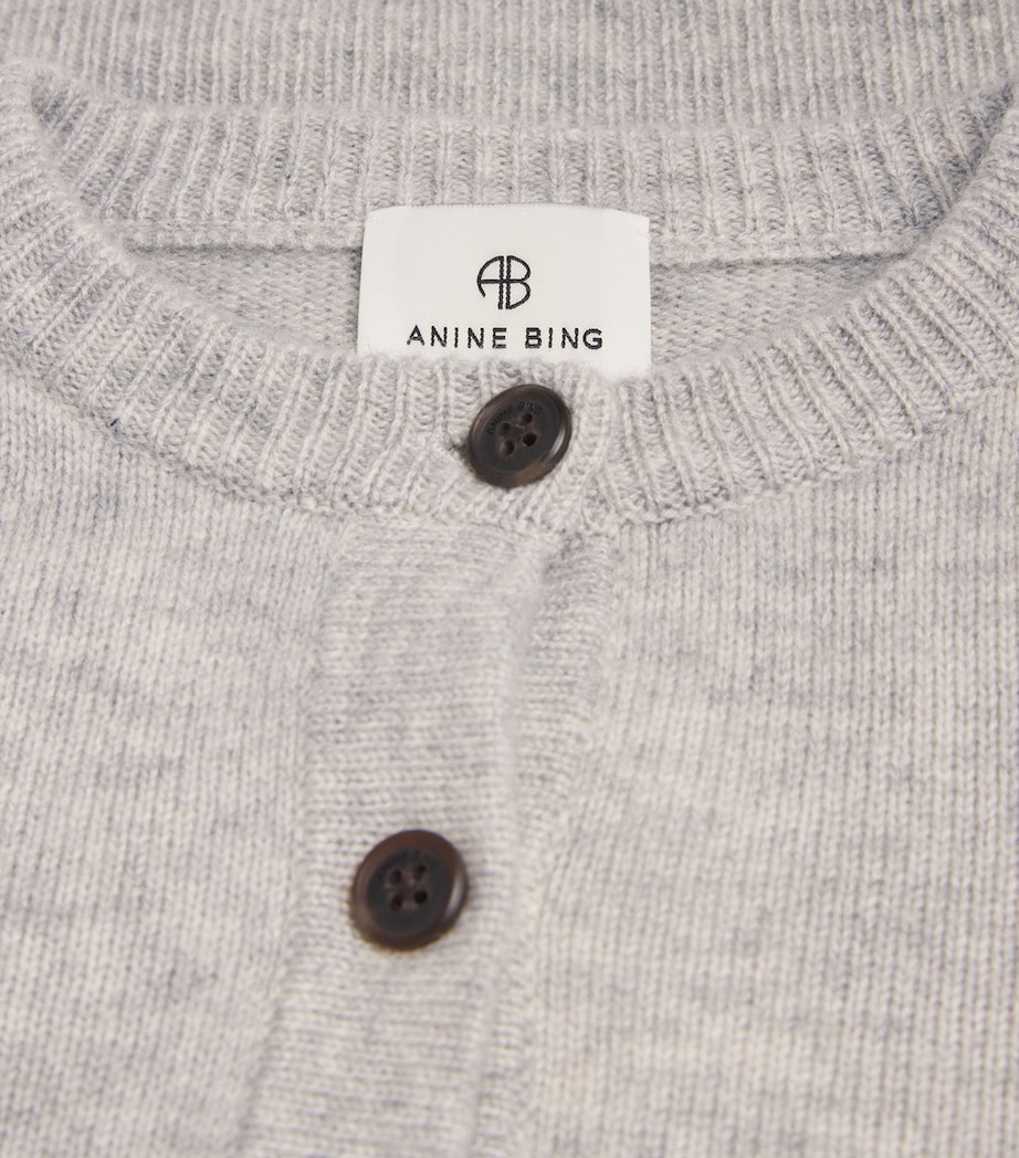 ANINE BING Womens Cashmere Joye Cardigan Grey Melange Image 6