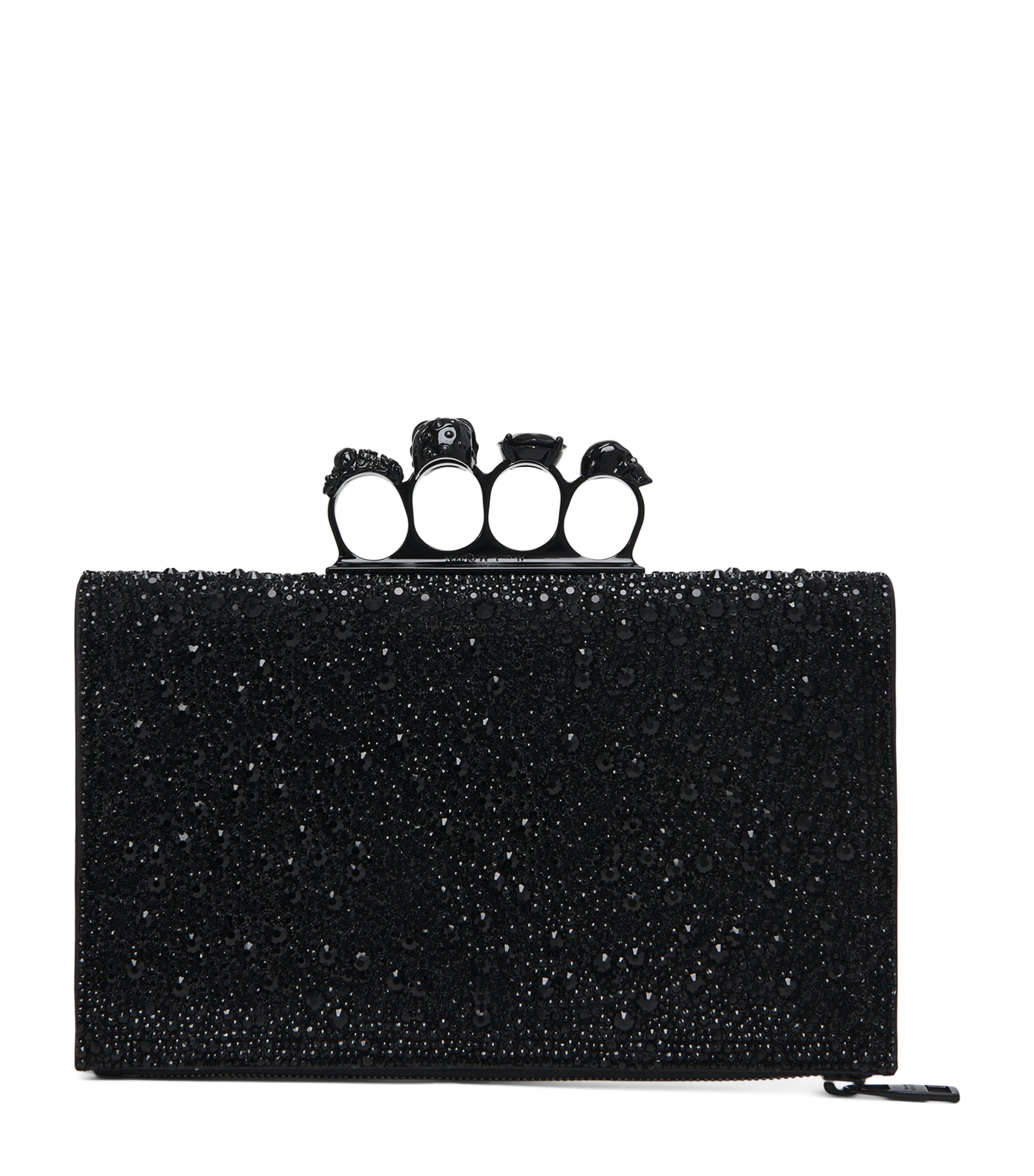 McQueen Suede Embellished Four-Ring Clutch Bag Image 1