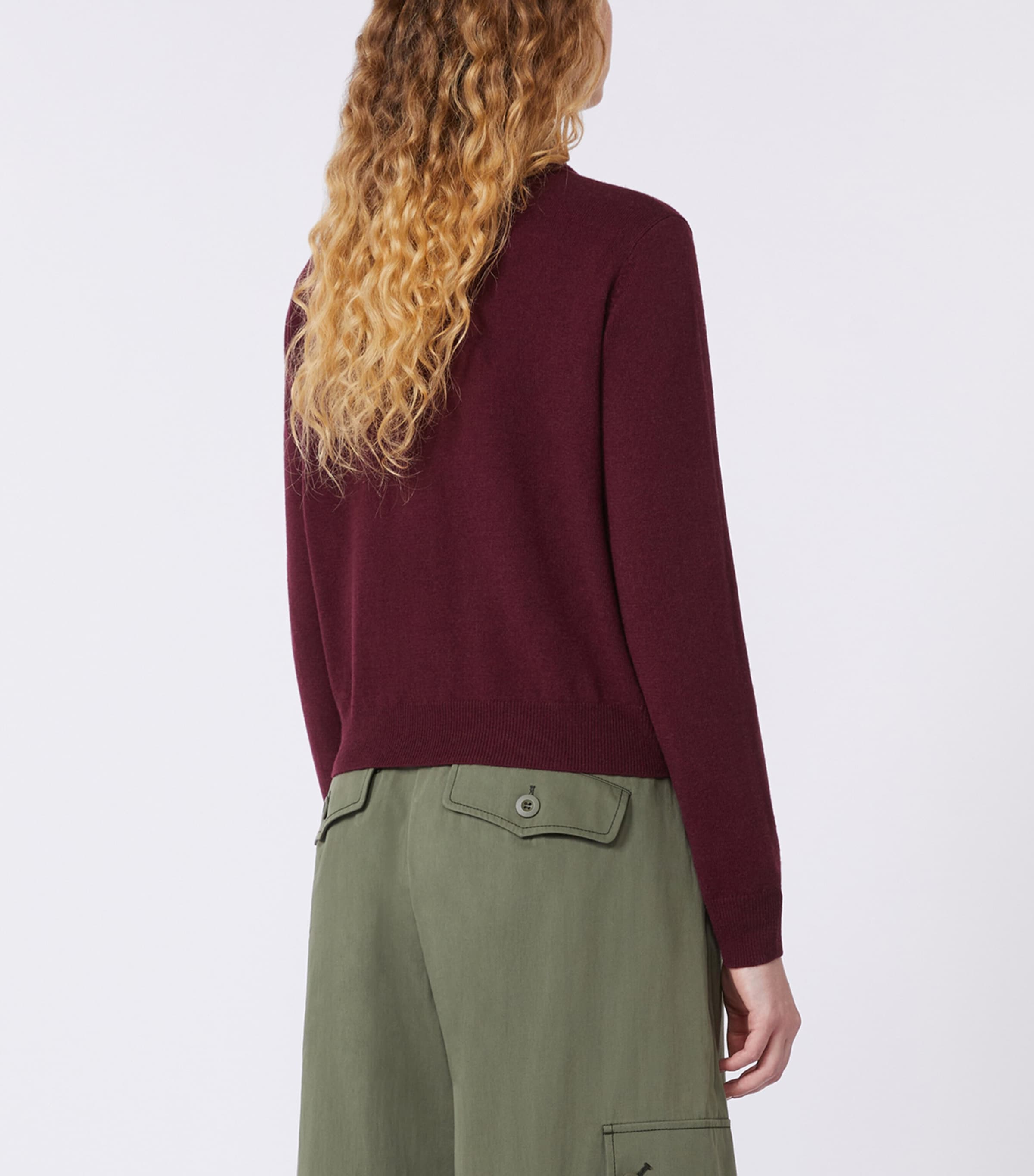 Weekend Max Mara Womens Wool-Cashmere Cardigan Bordeaux Image 3