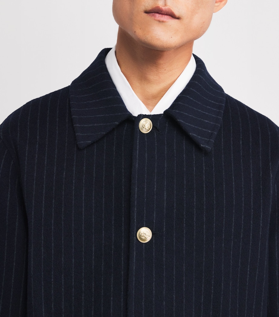 Wool-Blend Pinstripe Overcoat DNY / DARK NAVY Image 6