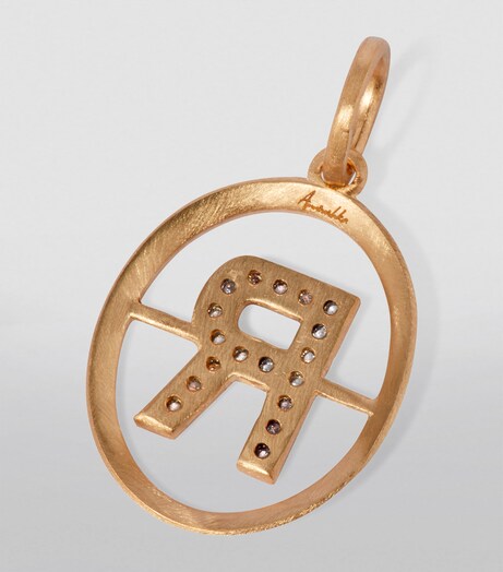 Annoushka Gold Yellow Gold and Diamond Initial R Pendant | Harrods UK