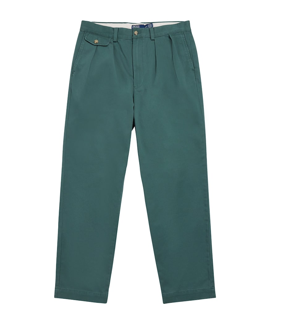 Cotton Pleated Whitman Chinos GREEN Image 1