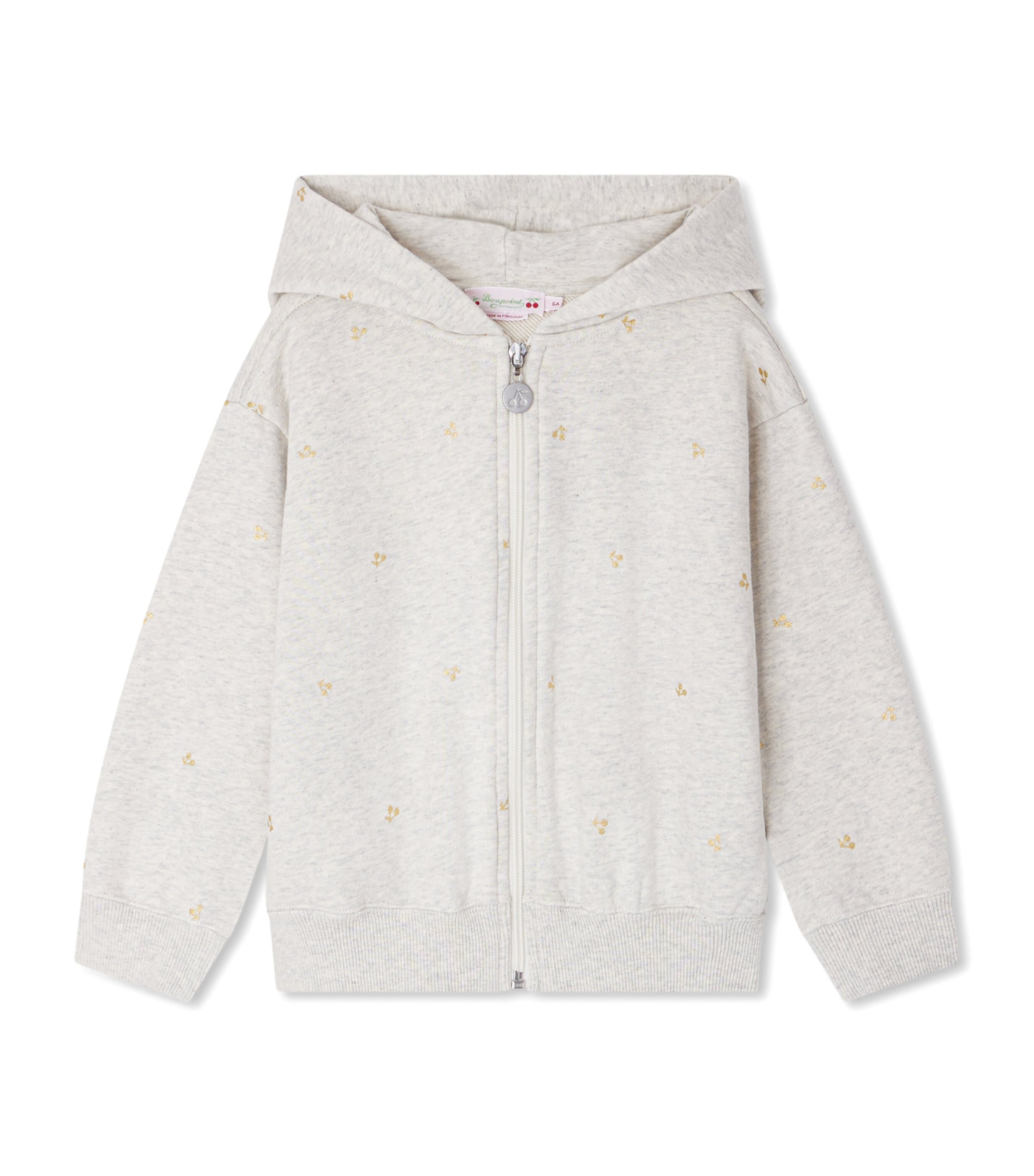 Cotton Zip-Up Cherry Hoodie (4-8 Years) IMPRIME BEIGE Image 1