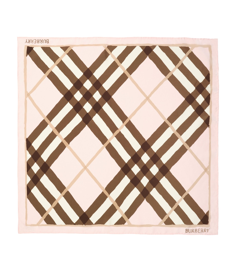 Burberry Silk Watercolour Check Scarf Bow Pink Ip Check Image 1