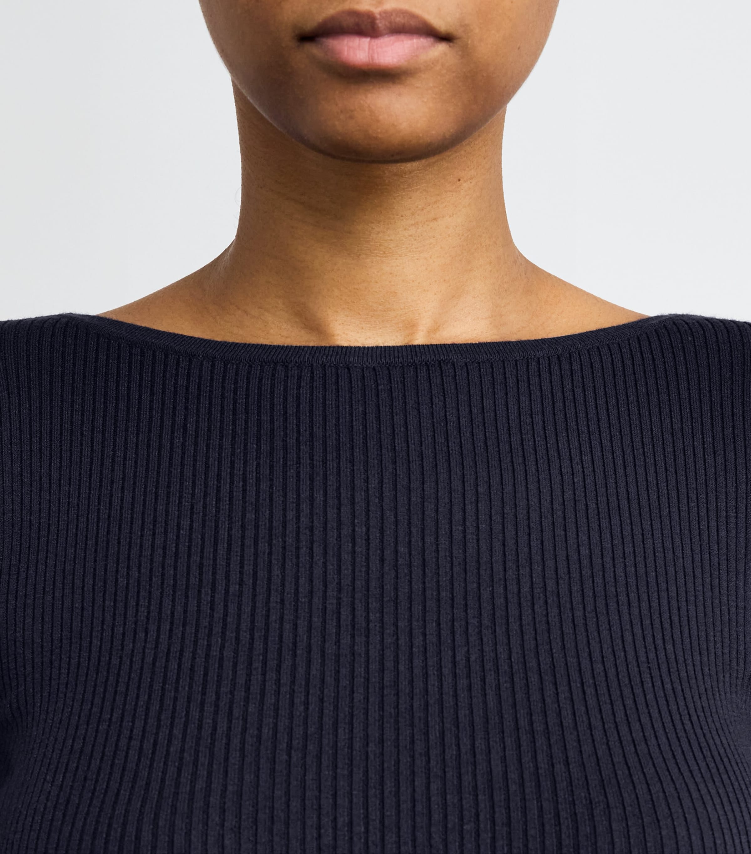 Rib-Knit Slim T-Shirt NAVY Image 6