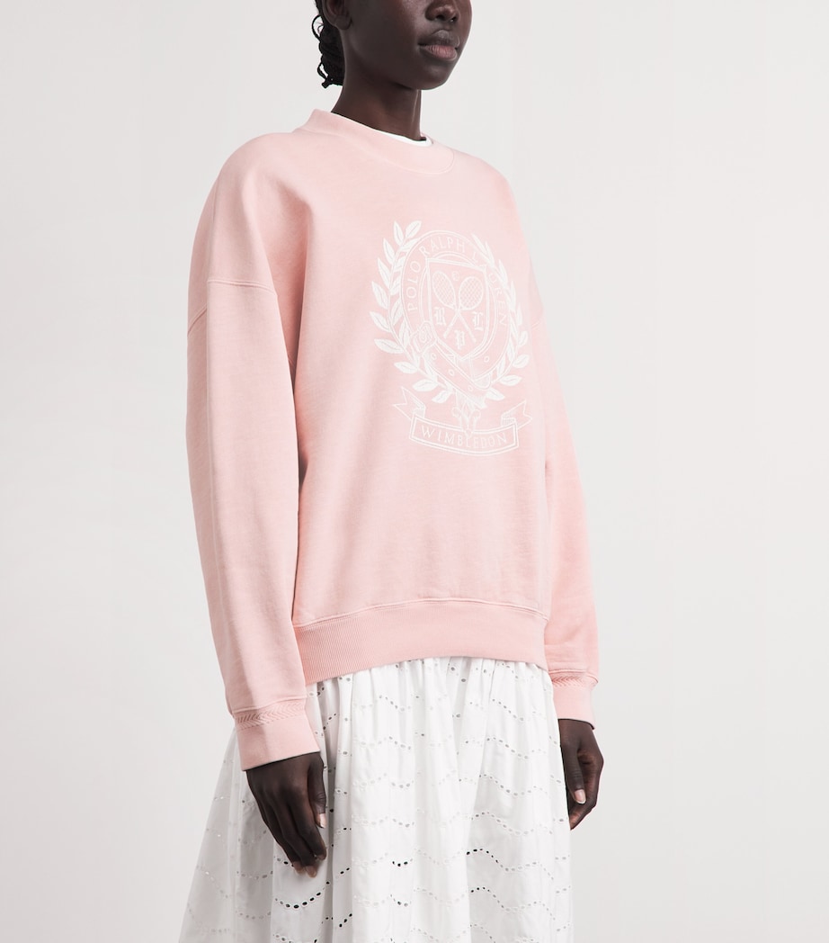 Polo Ralph Lauren Womens x Wimbledon Cotton-Blend Sweatshirt Carmel Pink Image 4