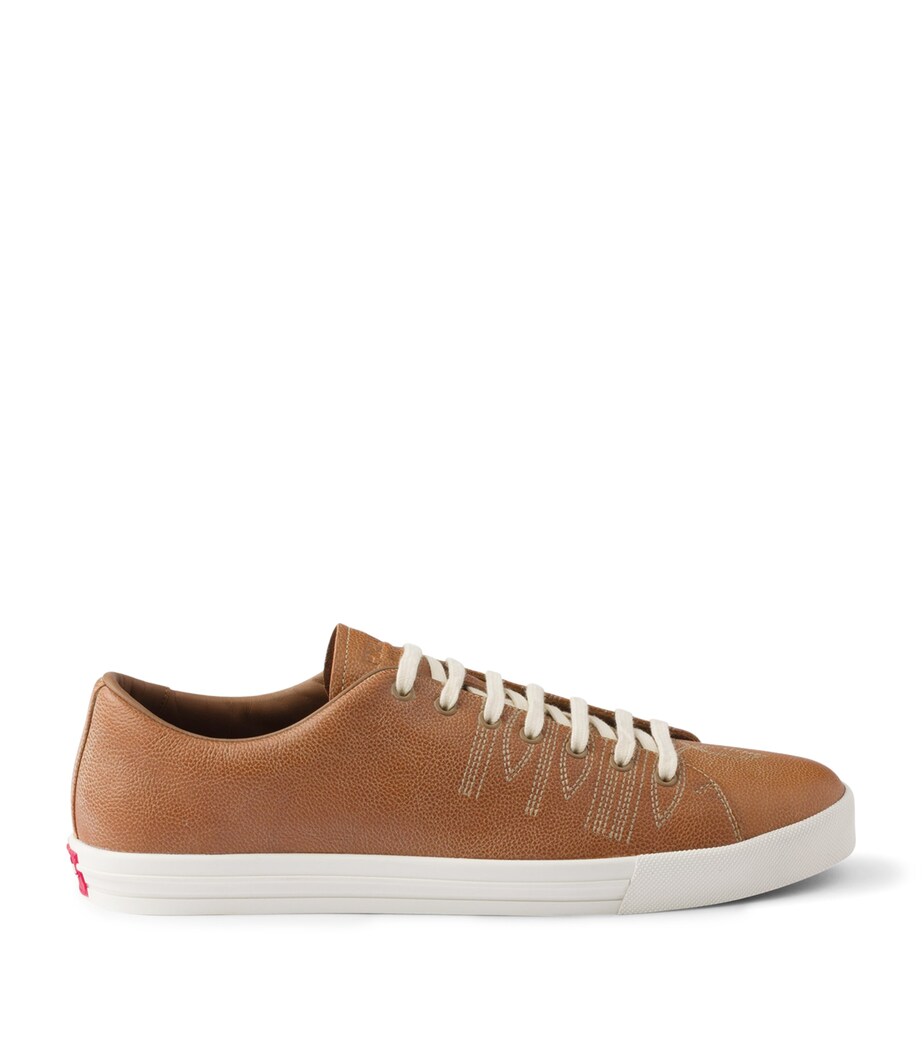 Prada Leather Aged Low-Top Sneakers Image 1