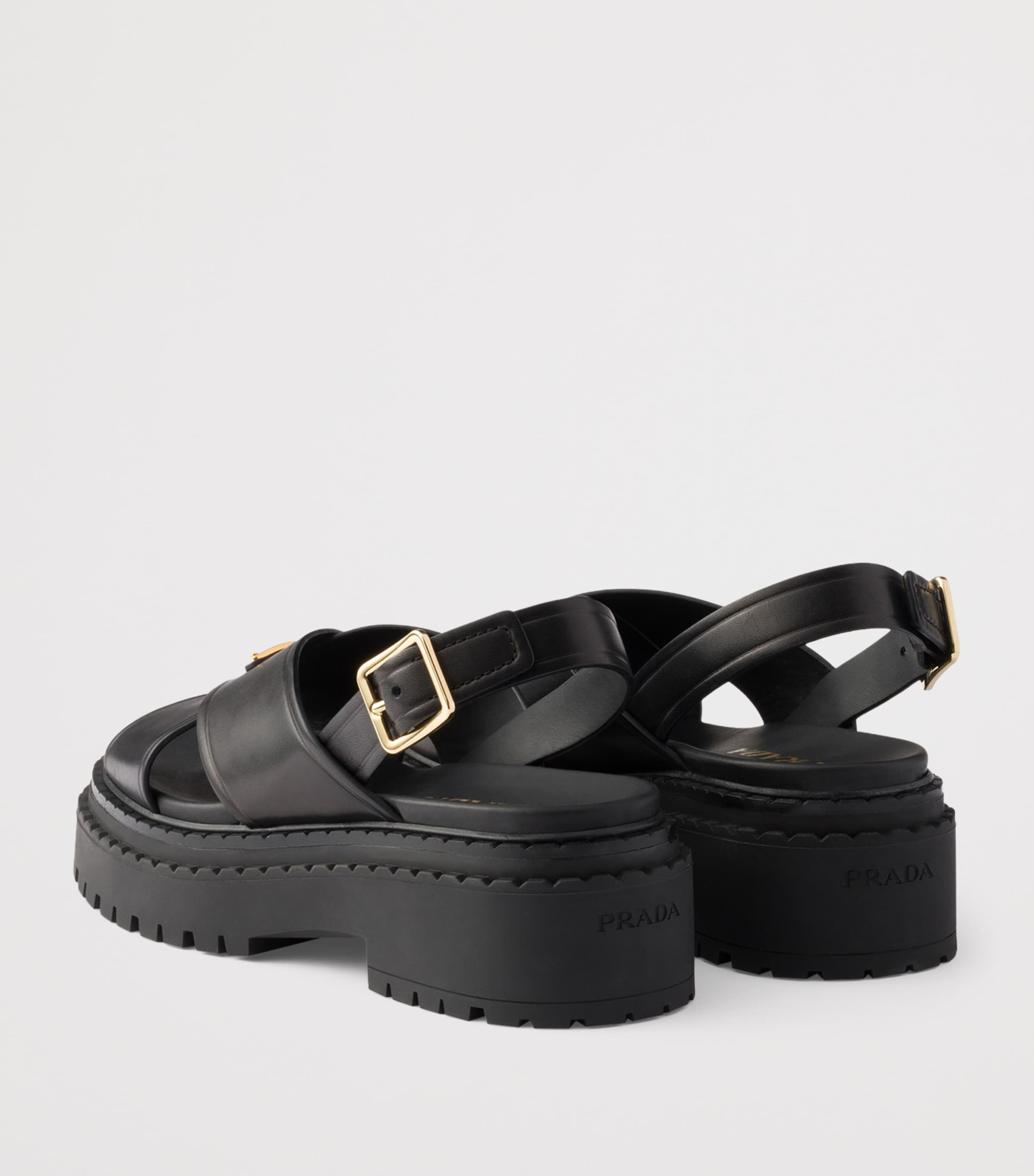 Leather Crossover Platform Sandals 55 F0002 Image 4