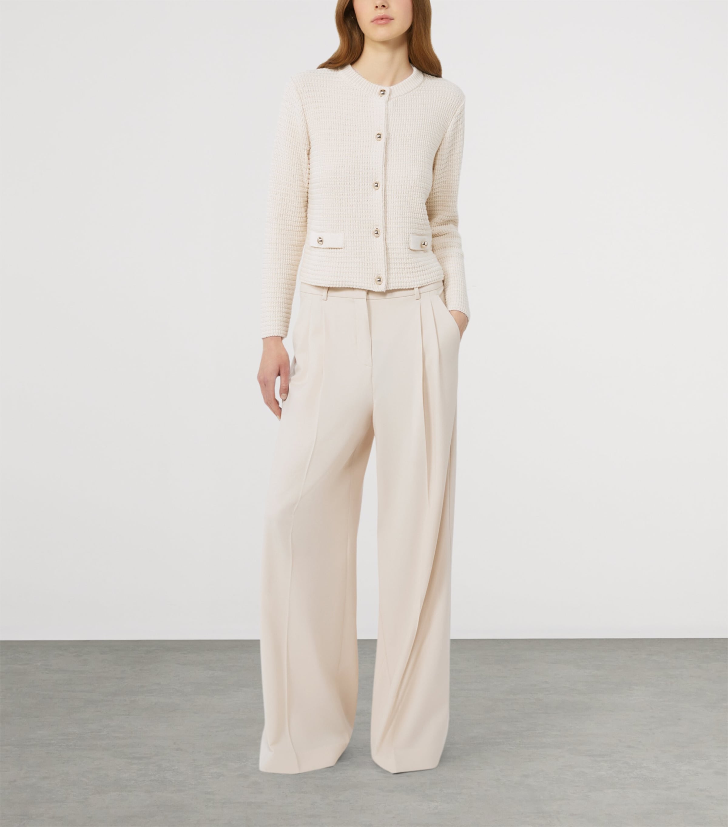 Weekend Max Mara Womens Virgin Wool Wide-Leg Trousers Ivory Image 2