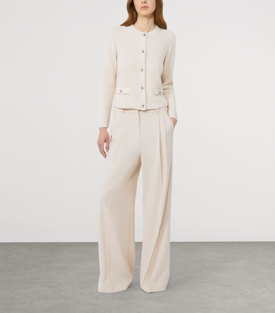 Weekend Max Mara Womens Virgin Wool Wide-Leg Trousers Ivory Image 2