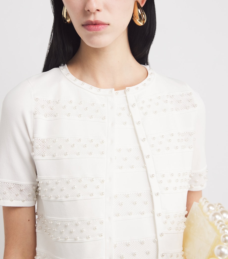 Cropped Beaded Cardigan ECRU Image 6