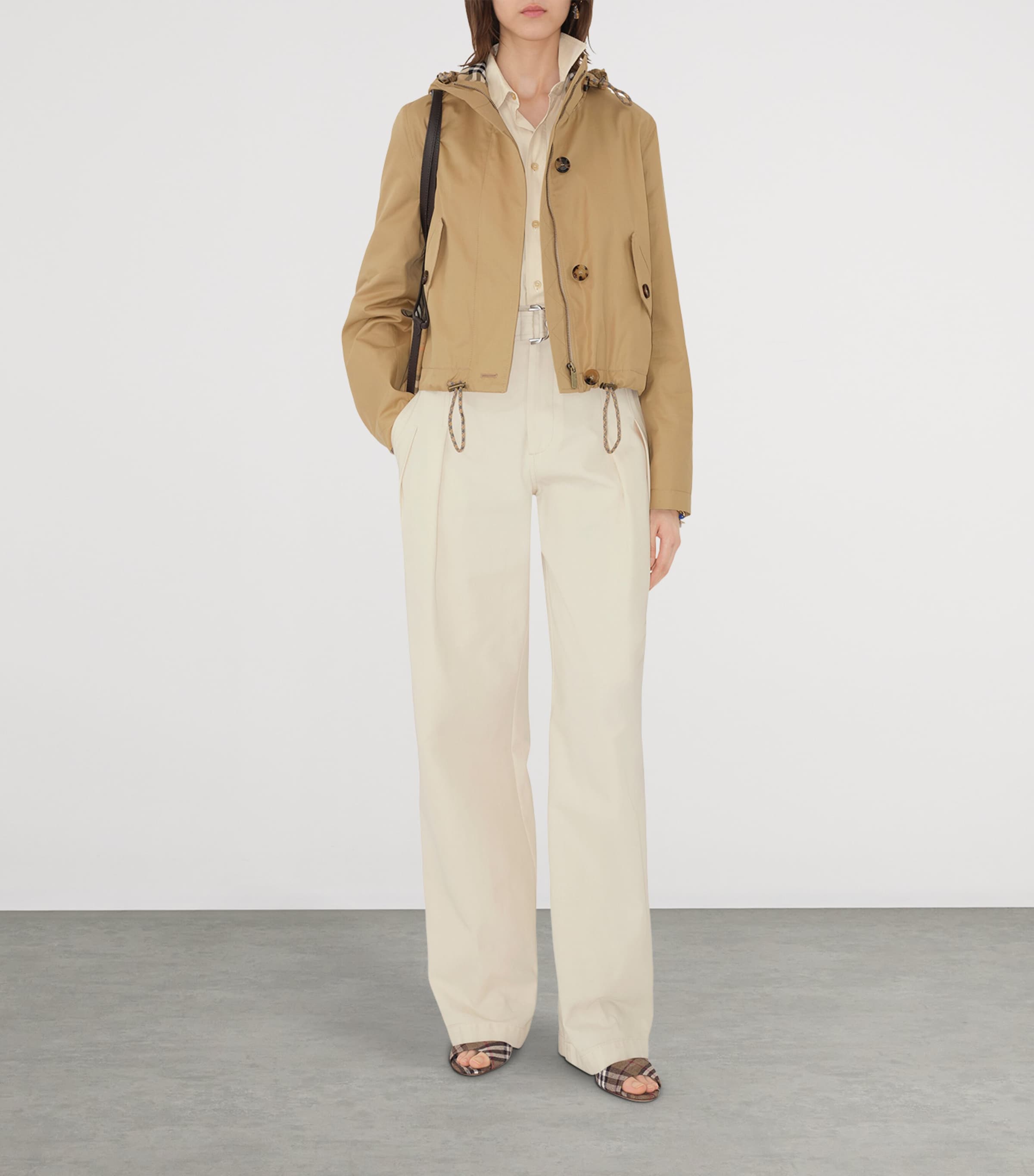 Gabardine Cropped Parka FLAX Image 2