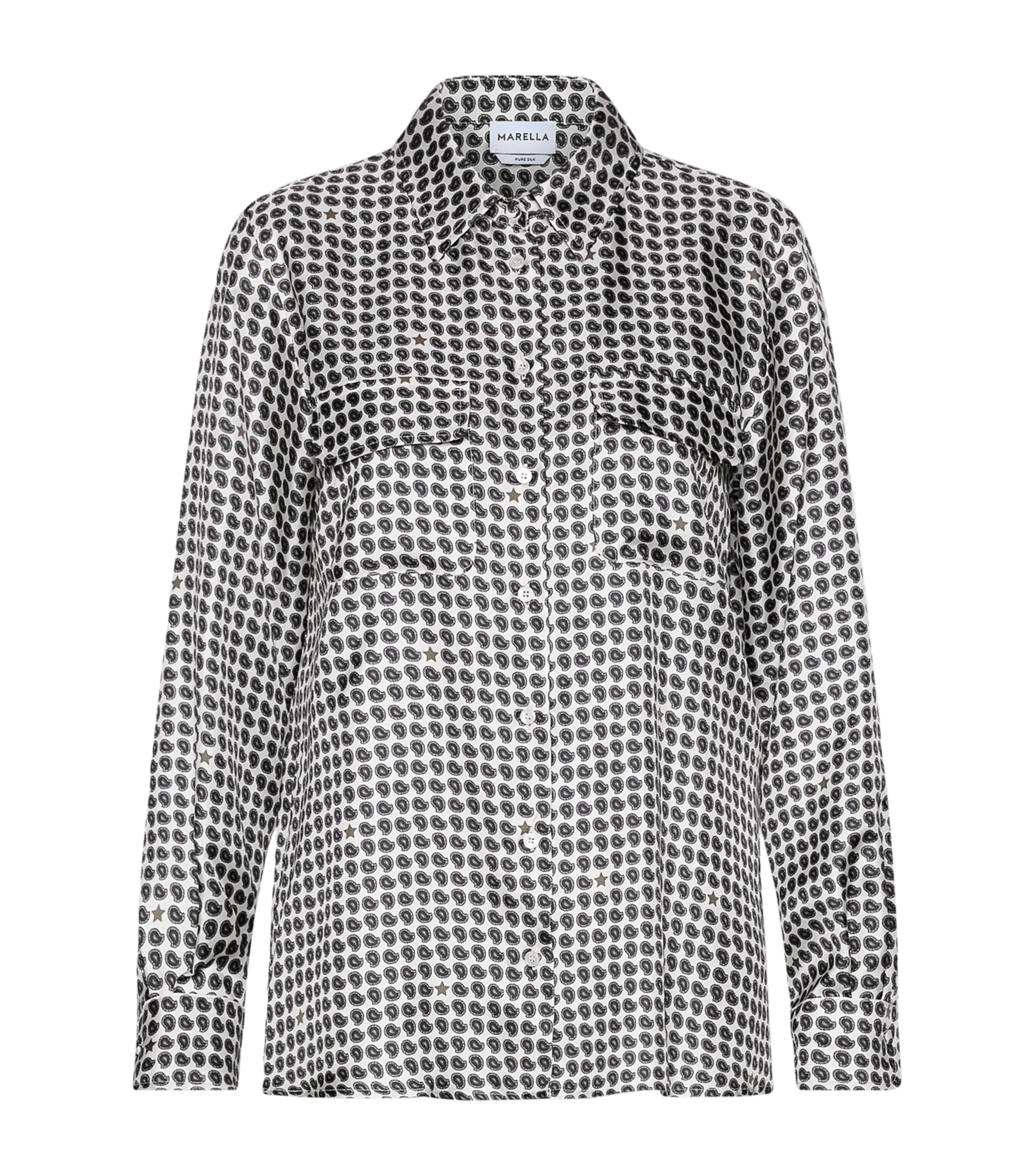Marella Womens Silk Paisley Shirt Wool White Image 1