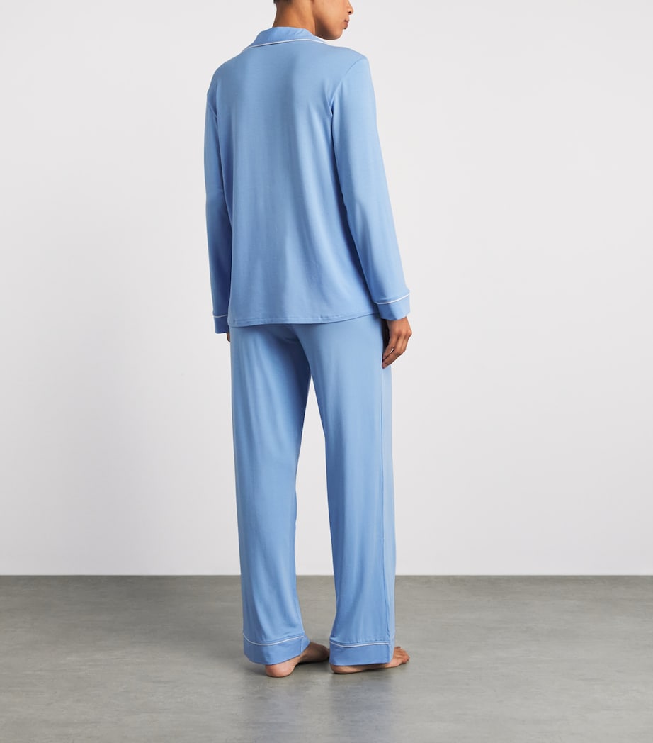 Eberjey Womens Gisele Long Piped Pyjama Set Sbwh Summer Blu Image 4