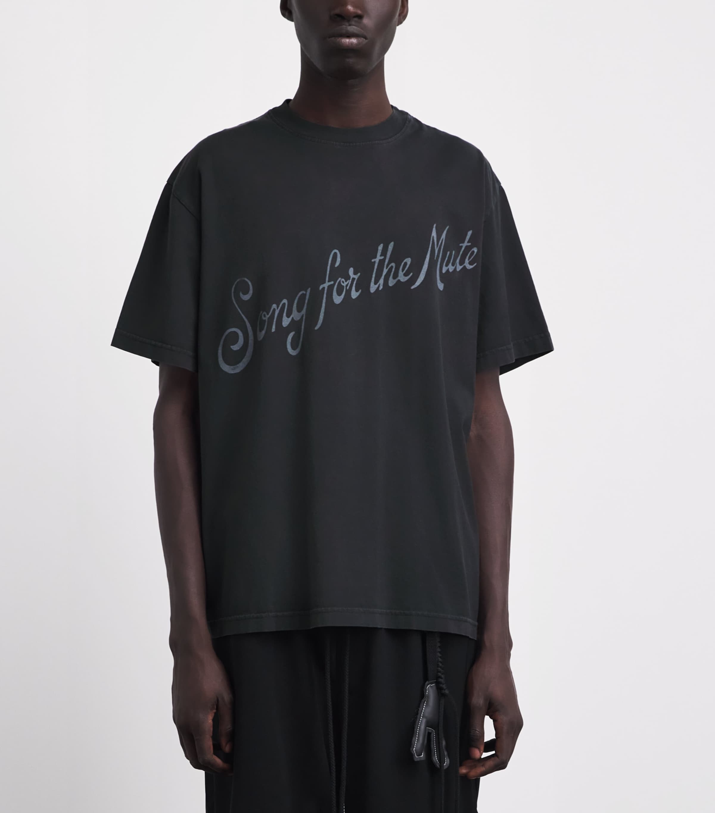 Song For The Mute Mens Cotton Logo T-Shirt Overdye Smoke Image 4