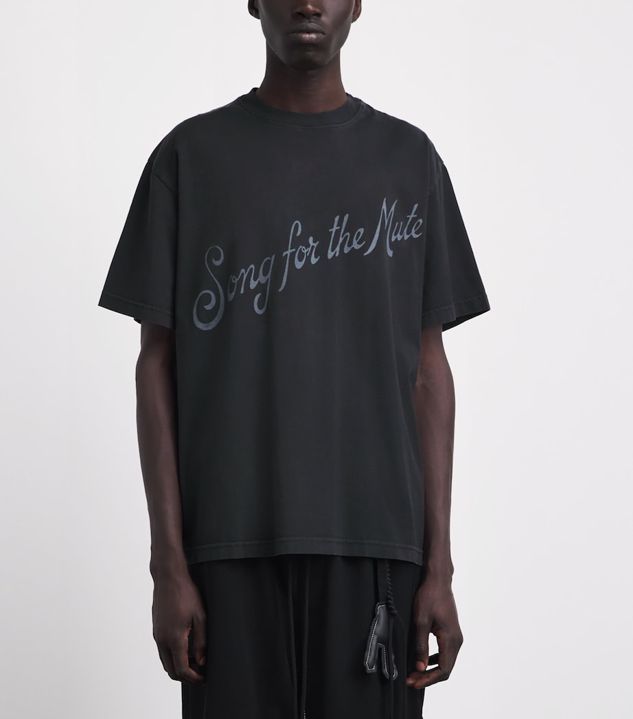Song For The Mute Mens Cotton Logo T-Shirt Overdye Smoke Image 4