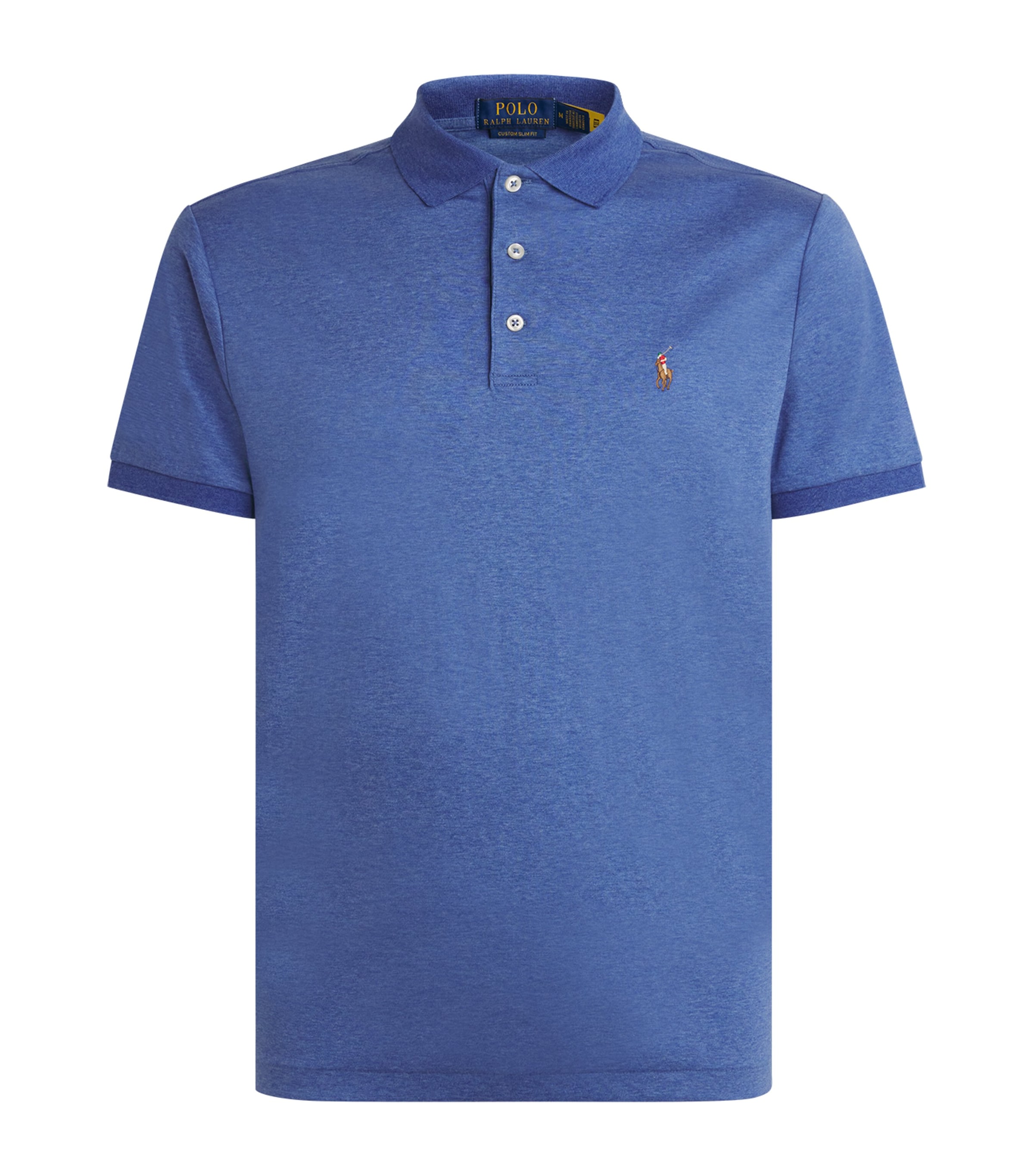 Polo Ralph Lauren Mens Pima Cotton Polo Shirt Faded Royal Heather Image 1