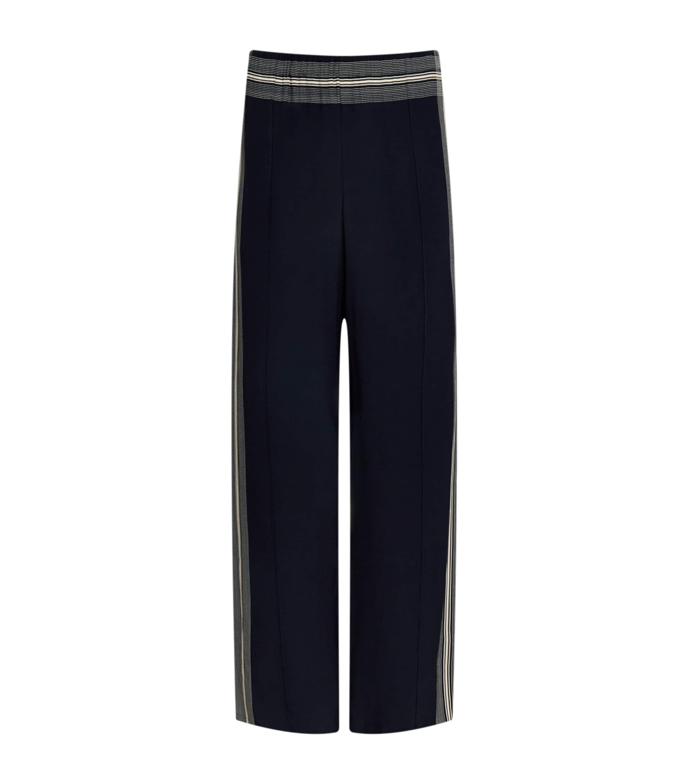 Vince Mid-rise Stripe Pull-on Pants In Blue