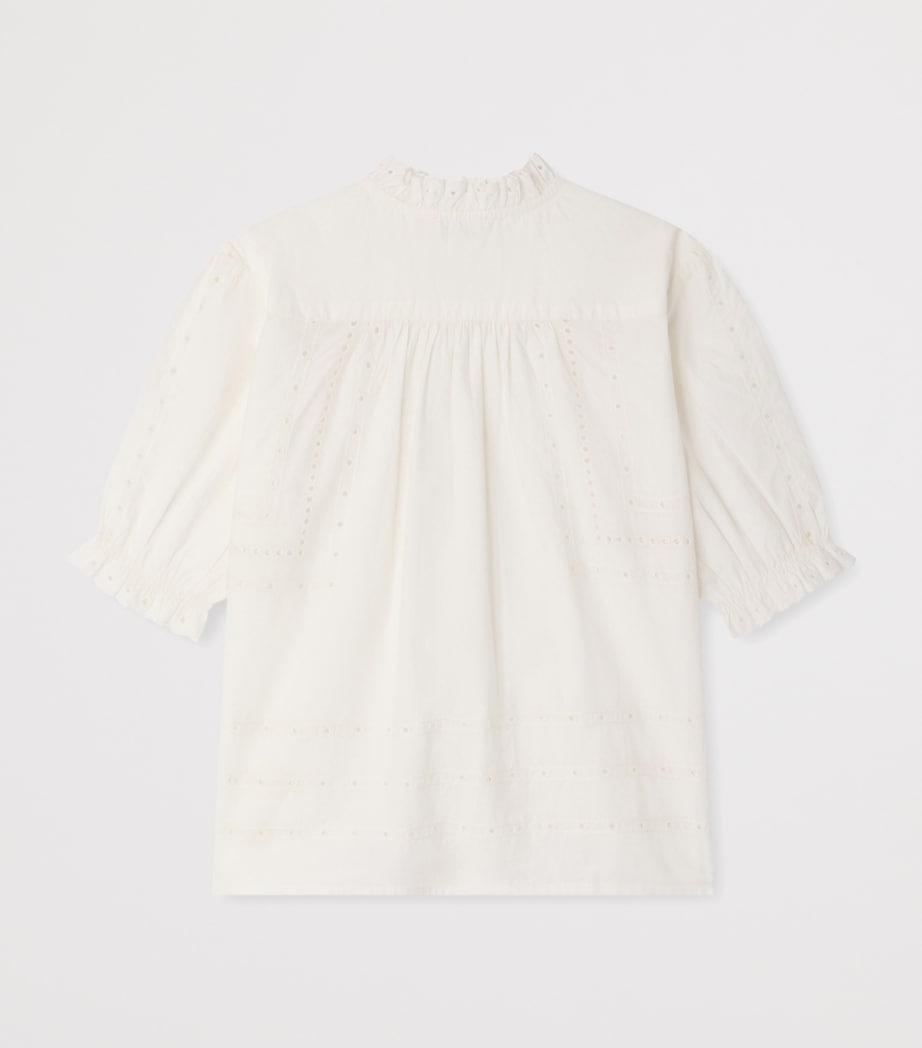 Bonpoint Cotton Broderie Anglaise Blouse (10-14 Years) Upb Blanc Lait Image 2