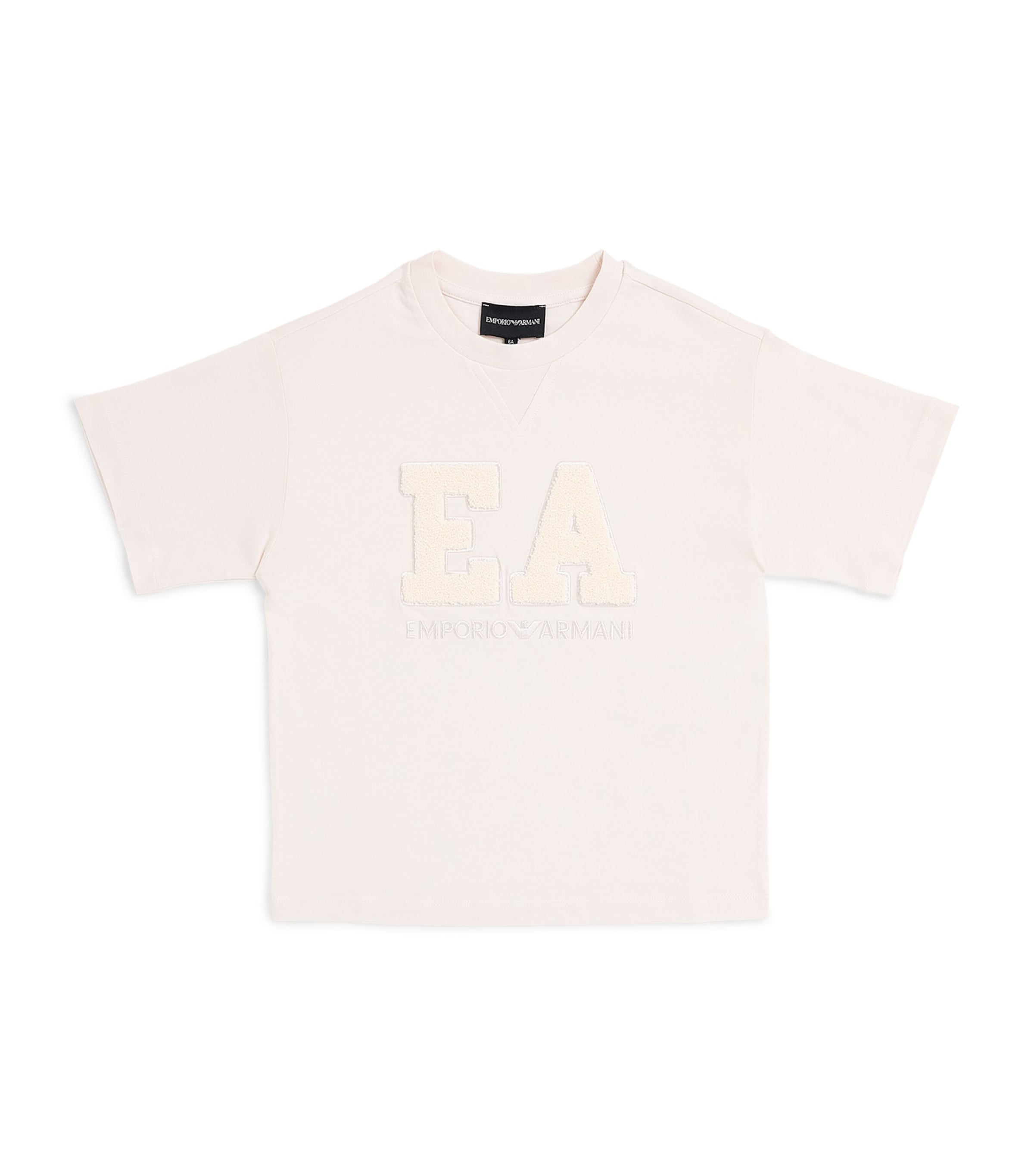 Emporio Armani Kids Cotton Flocked Logo T-Shirt (4-16 Years) White Sand Image 1