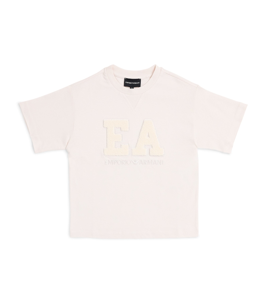 Emporio Armani Kids Cotton Flocked Logo T-Shirt (4-16 Years) White Sand Image 1