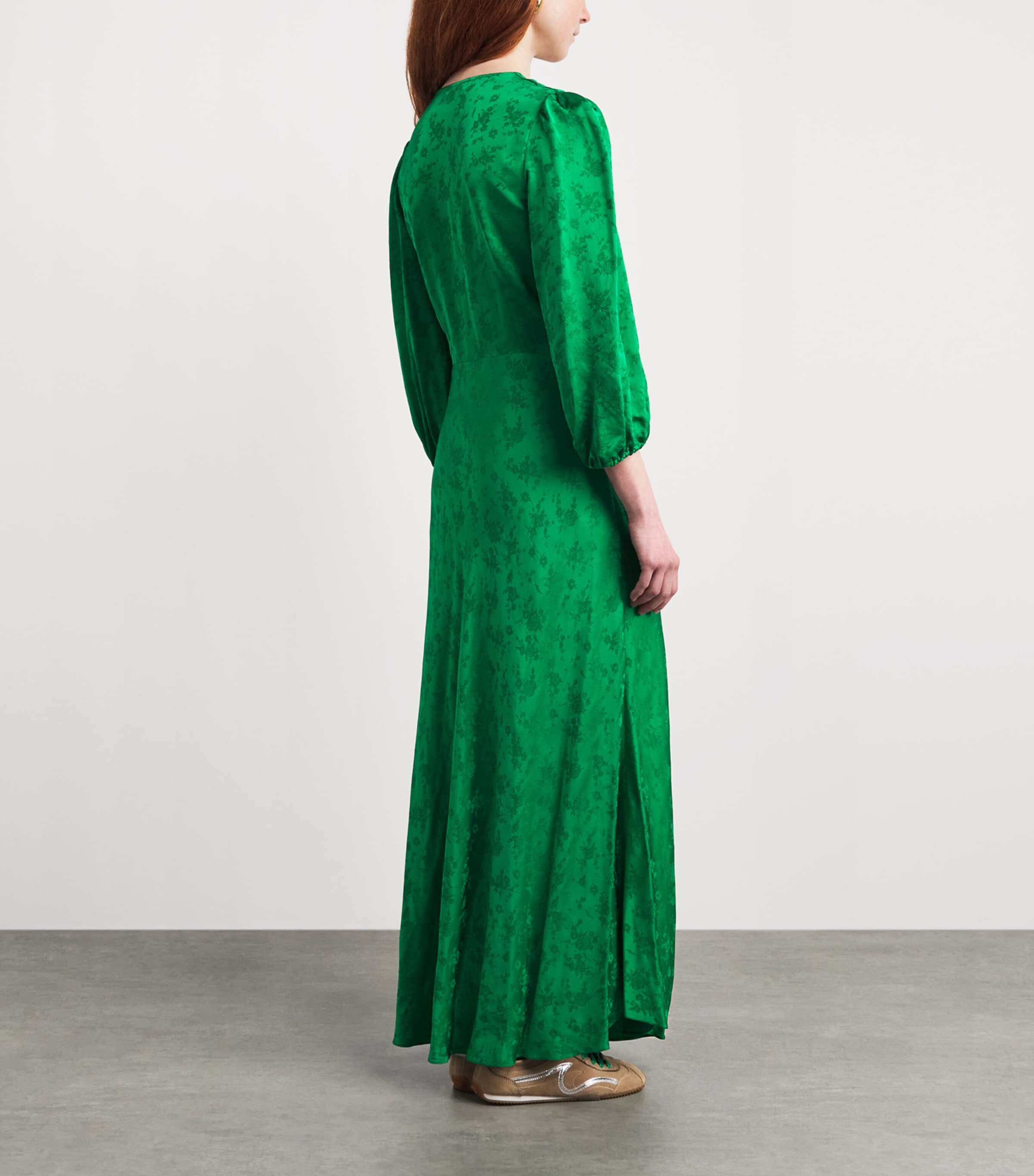 Sandro Paris Womens Floral Jacquard Maxi Dress Green Image 4