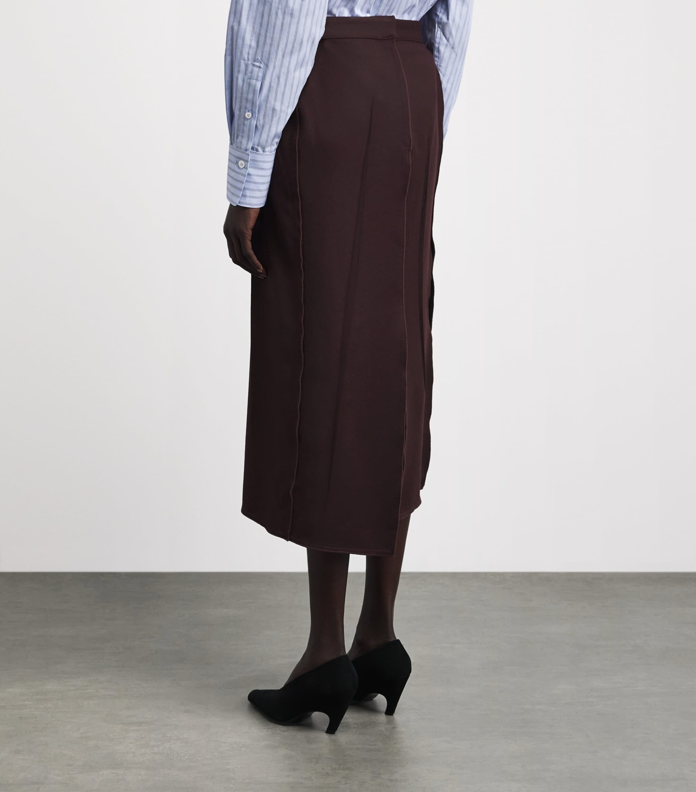 Victoria Beckham Womens Wool Pressed Tailored Midi Skirt Acai Image 5