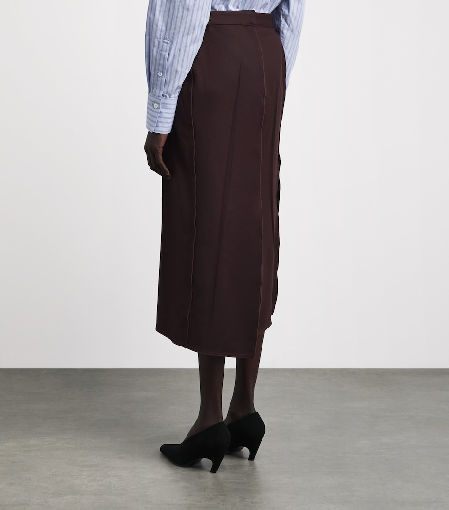 Victoria Beckham Womens Wool Pressed Tailored Midi Skirt Acai Image 5