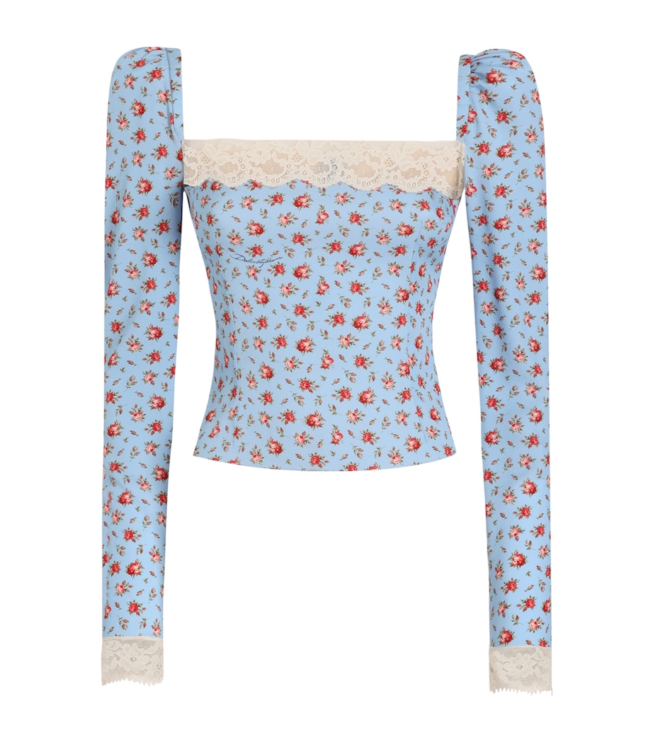 Dolce&Gabbana Womens Silk-Blend Rose Print Top Rose Image 1