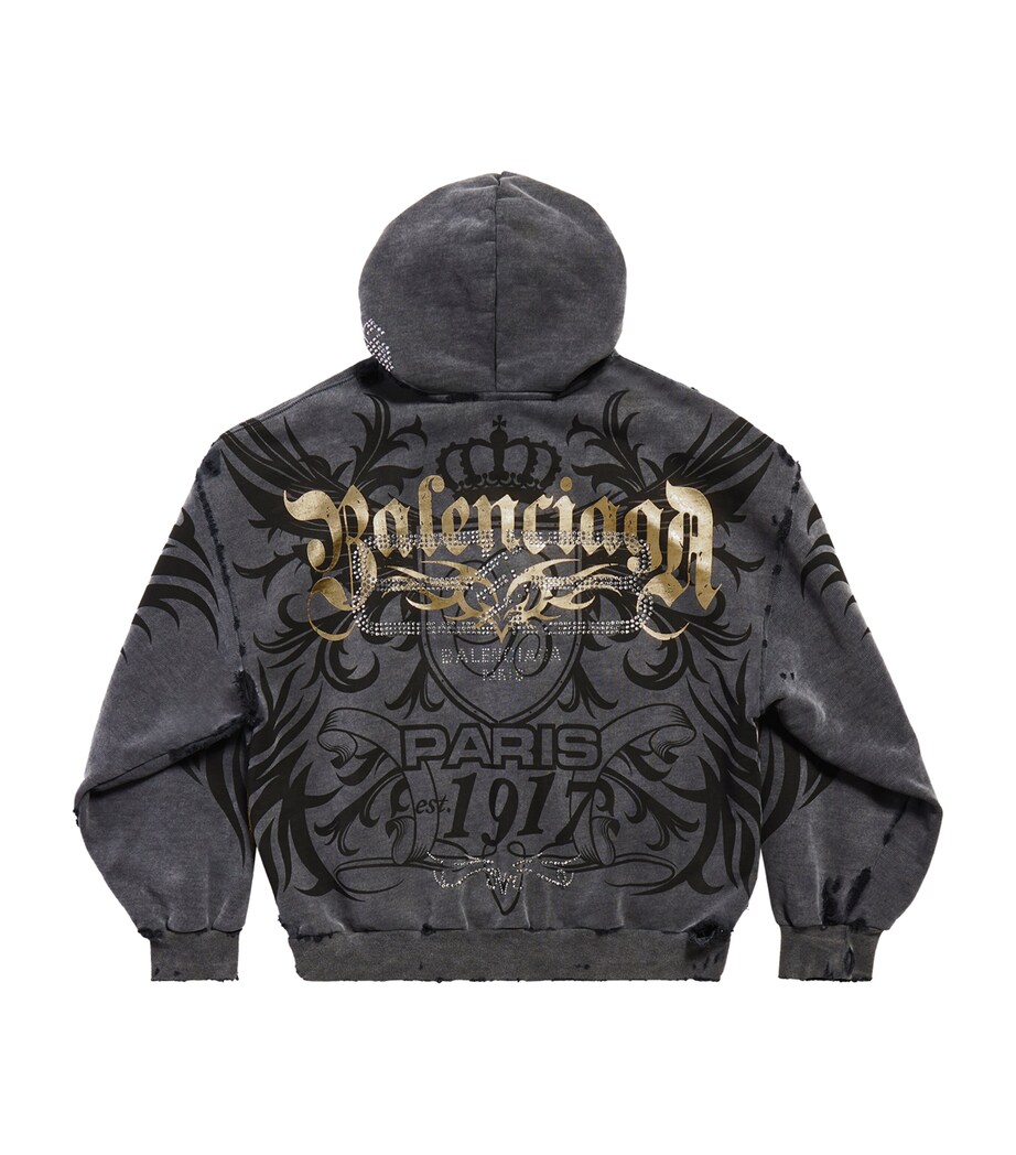 Balenciaga Mens Cotton Logo Zip-Up Hoodie Image 2