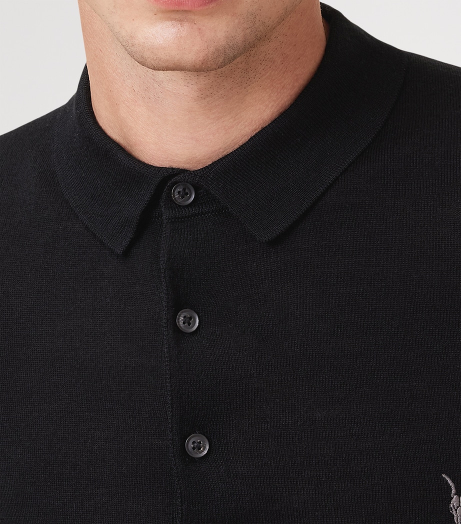 Merino Wool Mode Polo Shirt BLACK Image 9