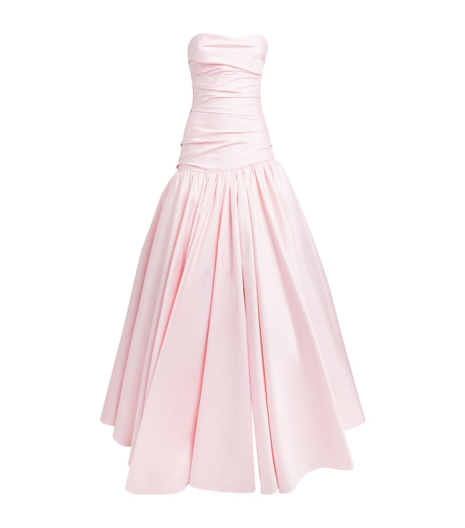 Marmar Halim Womens Taffeta Strapless Draped Gown Pink Image 1