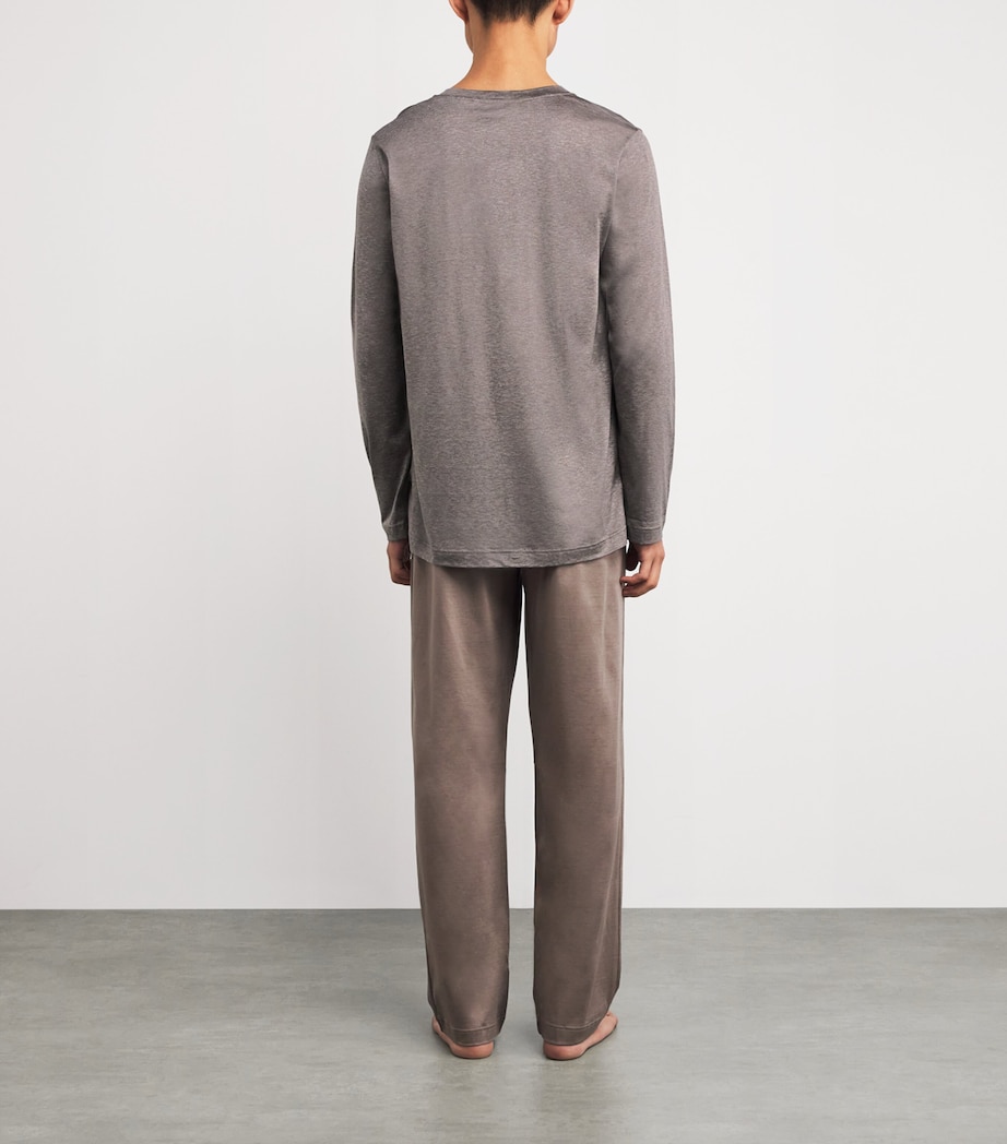 Cotton-Silk Pyjama Set 161 WALNUT STRIPE Image 3