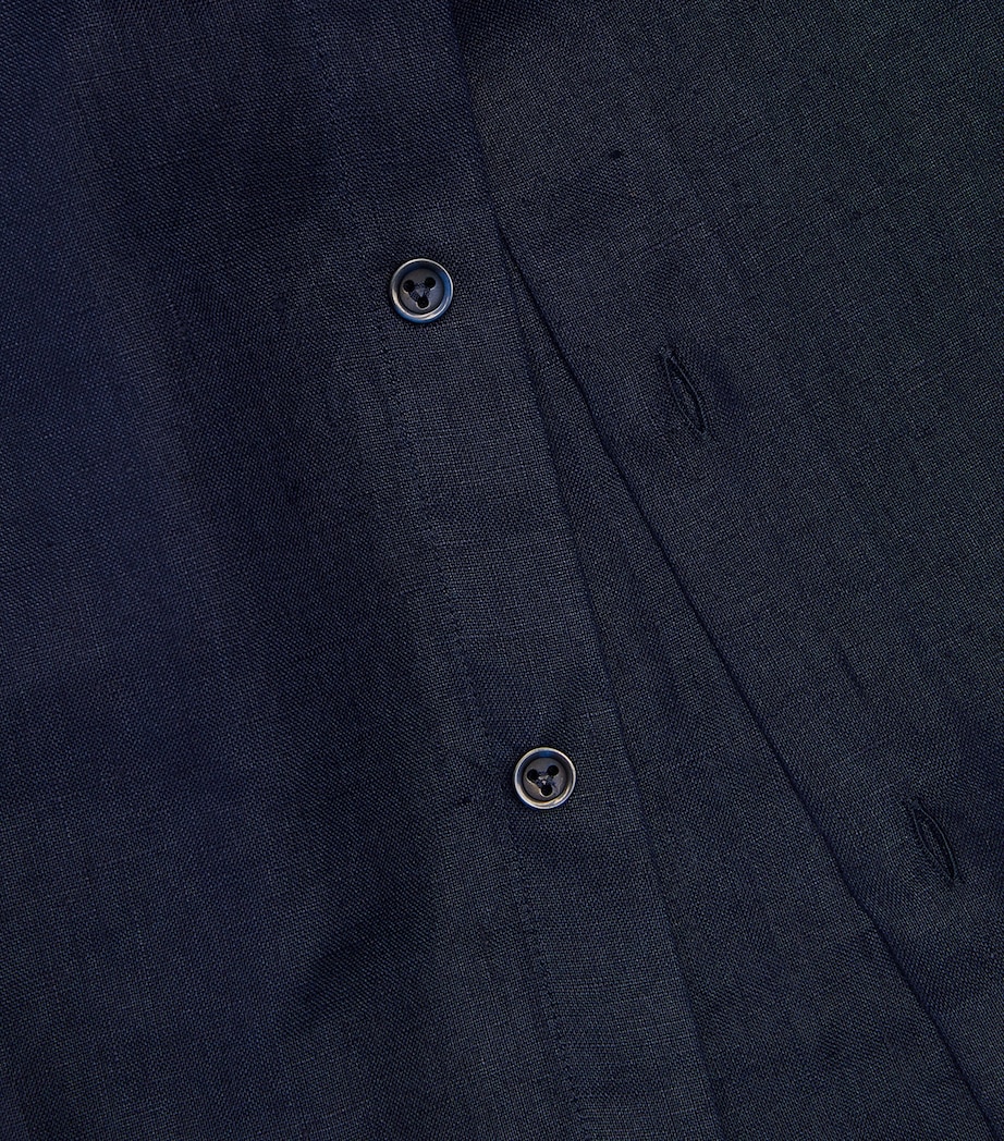 Vilebrequin Mens Linen Caroubis Shirt Blue Marine Image 10