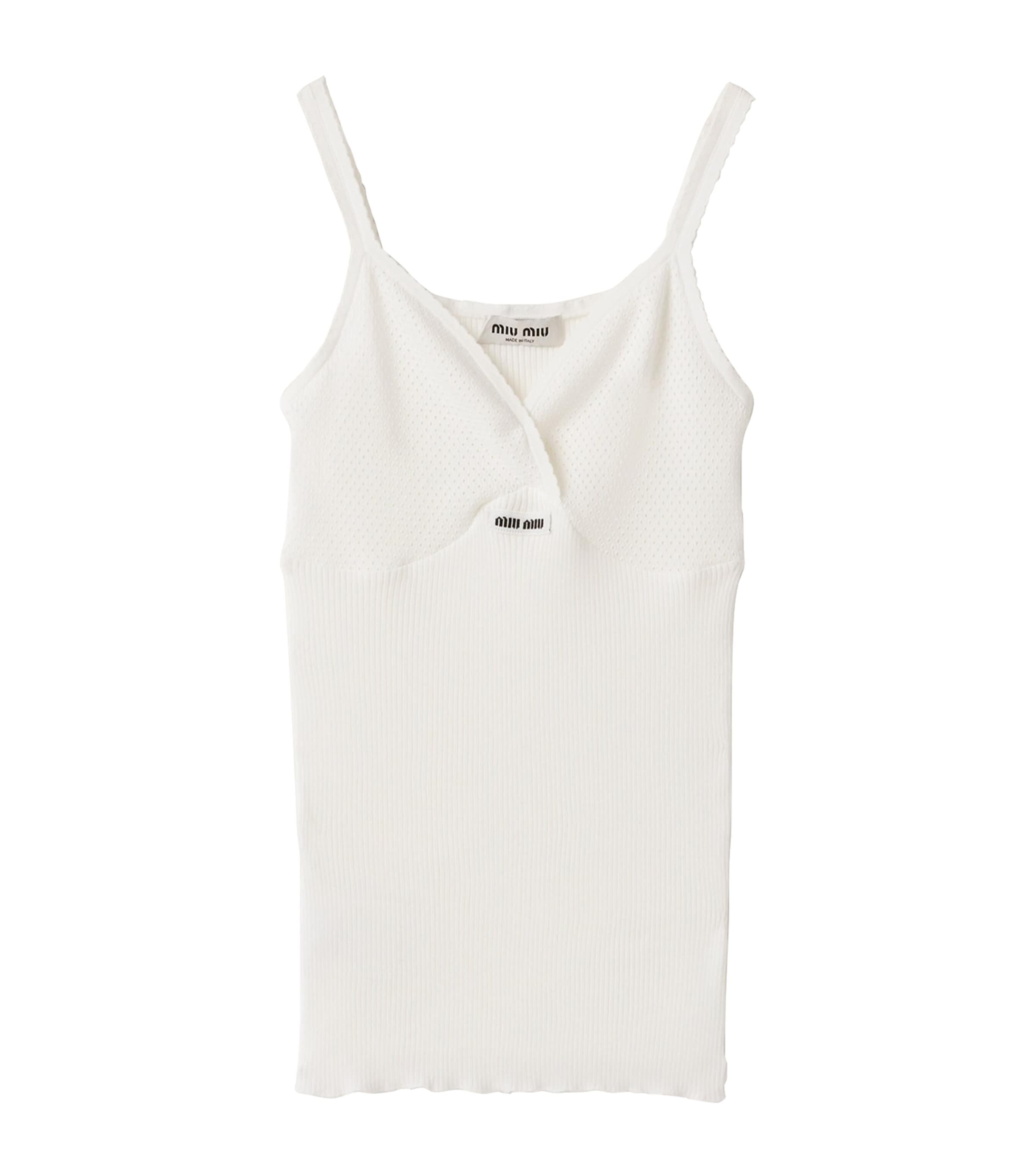 Cotton Knitted Logo Tank Top F0009 Image 1