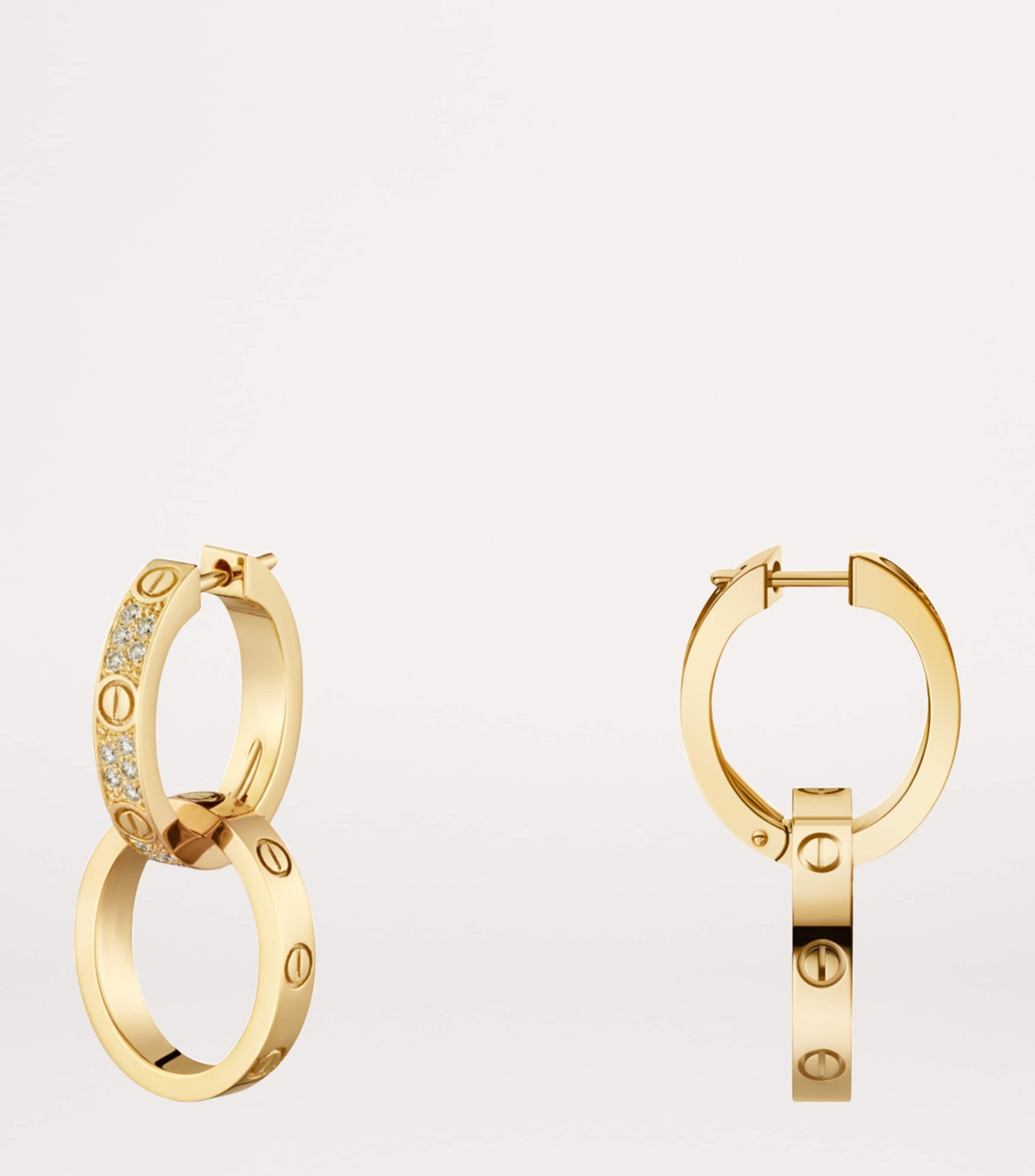 Cartier Yellow Gold and Diamond LOVE Double Hoop Earrings Yellow Gold Image 4