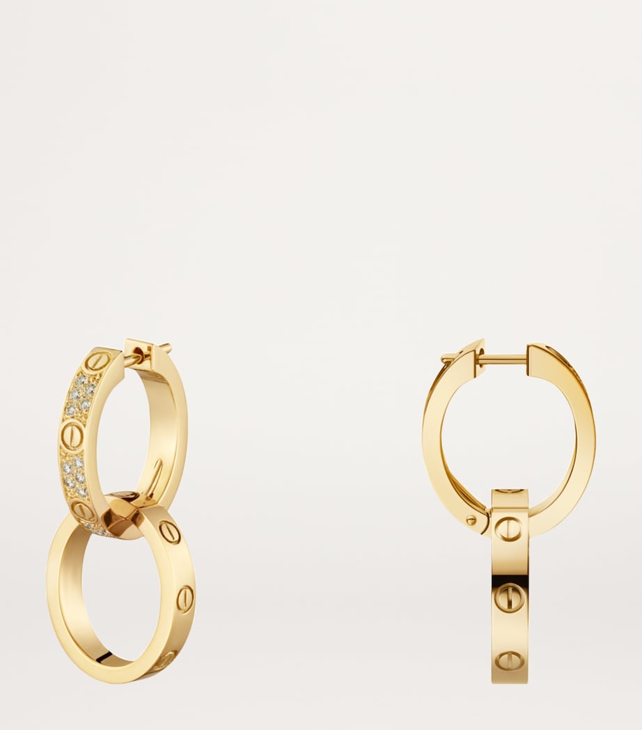 Cartier Yellow Gold and Diamond LOVE Double Hoop Earrings Yellow Gold Image 4